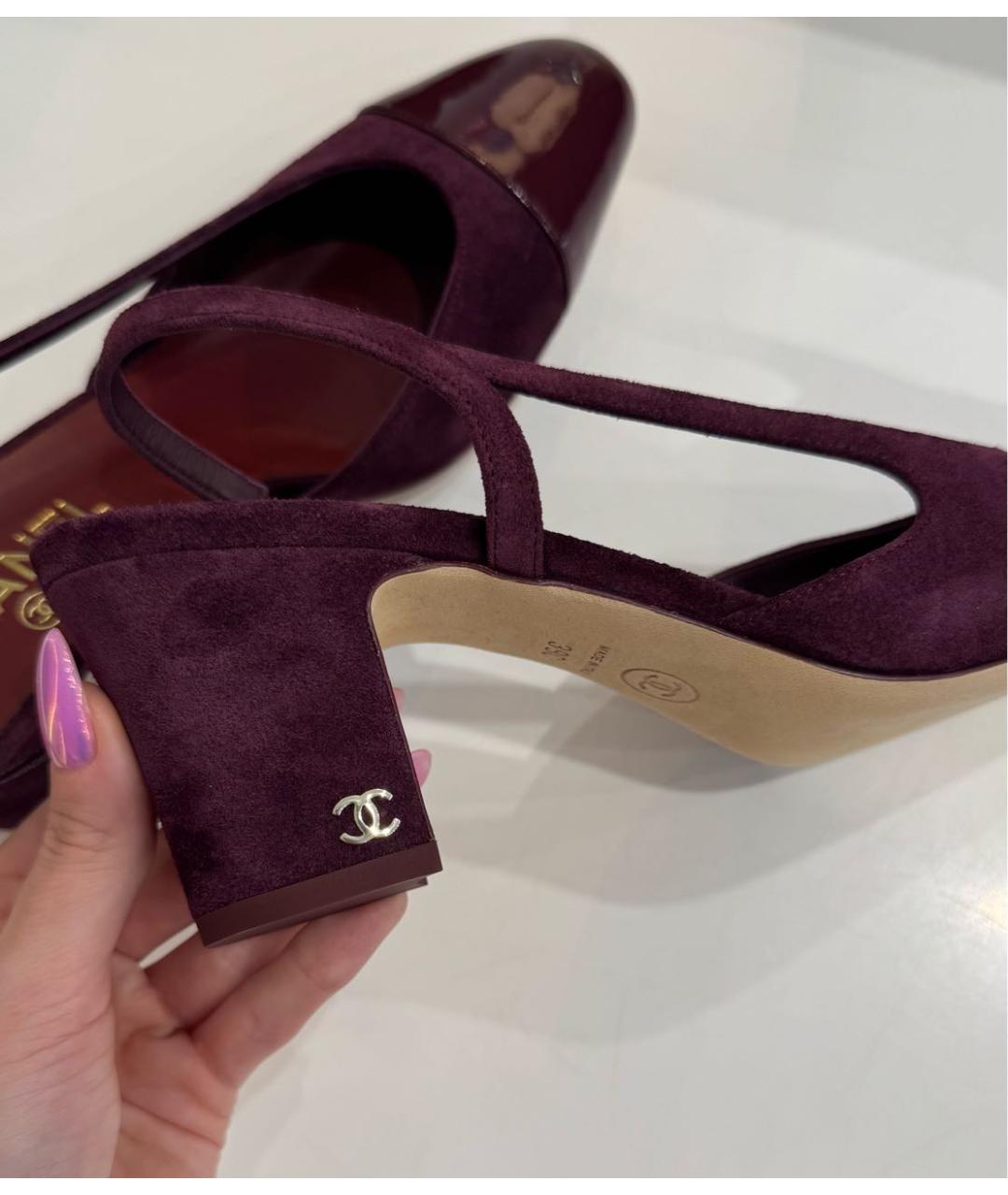 CHANEL Бордовые замшевые туфли, фото 5