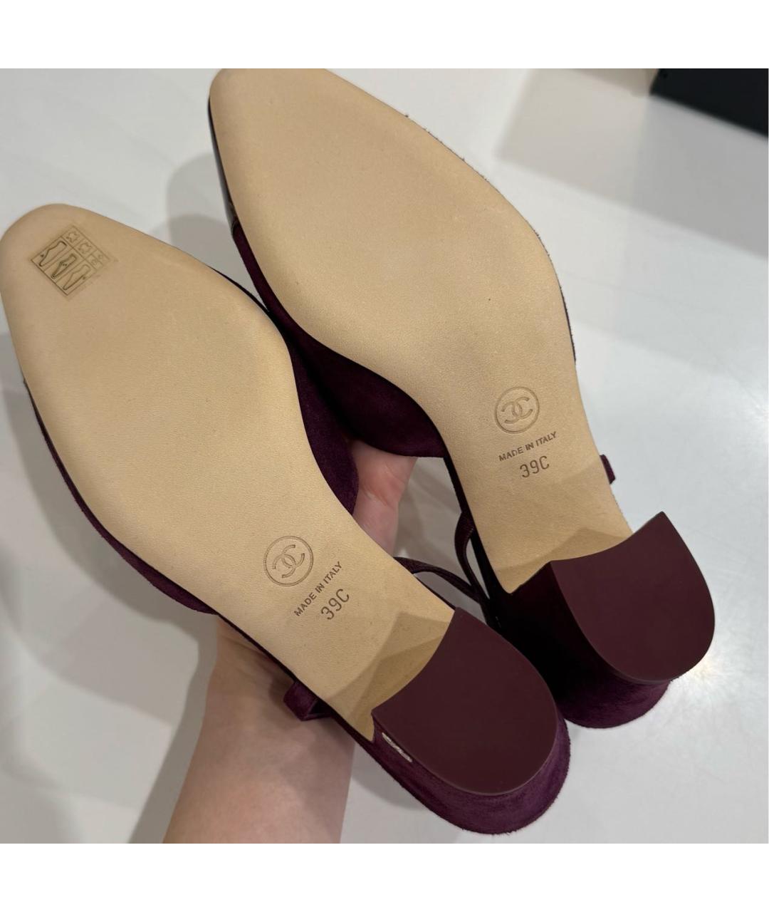 CHANEL Бордовые замшевые туфли, фото 4