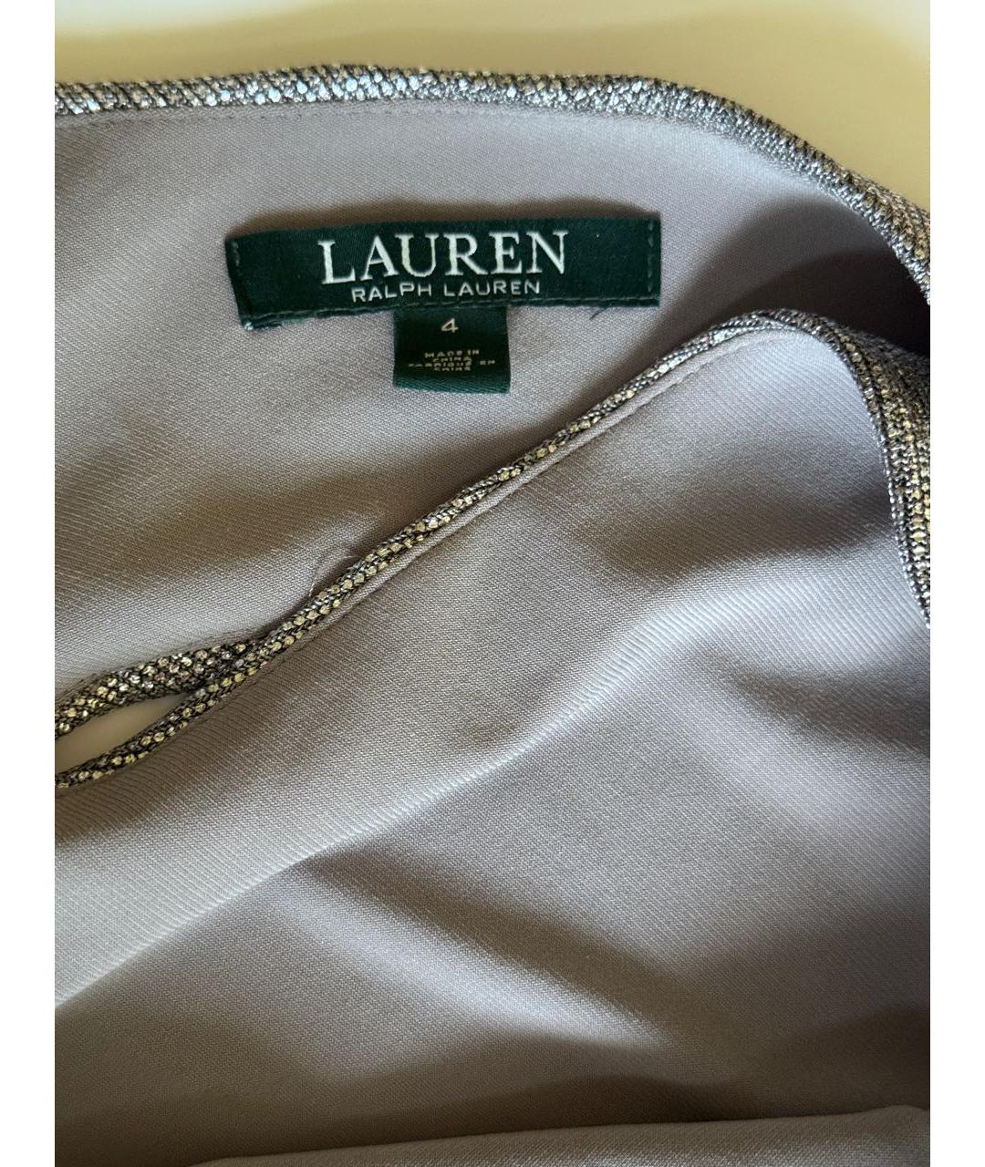 RALPH LAUREN Серебряное полиэстеровое вечернее платье, фото 5