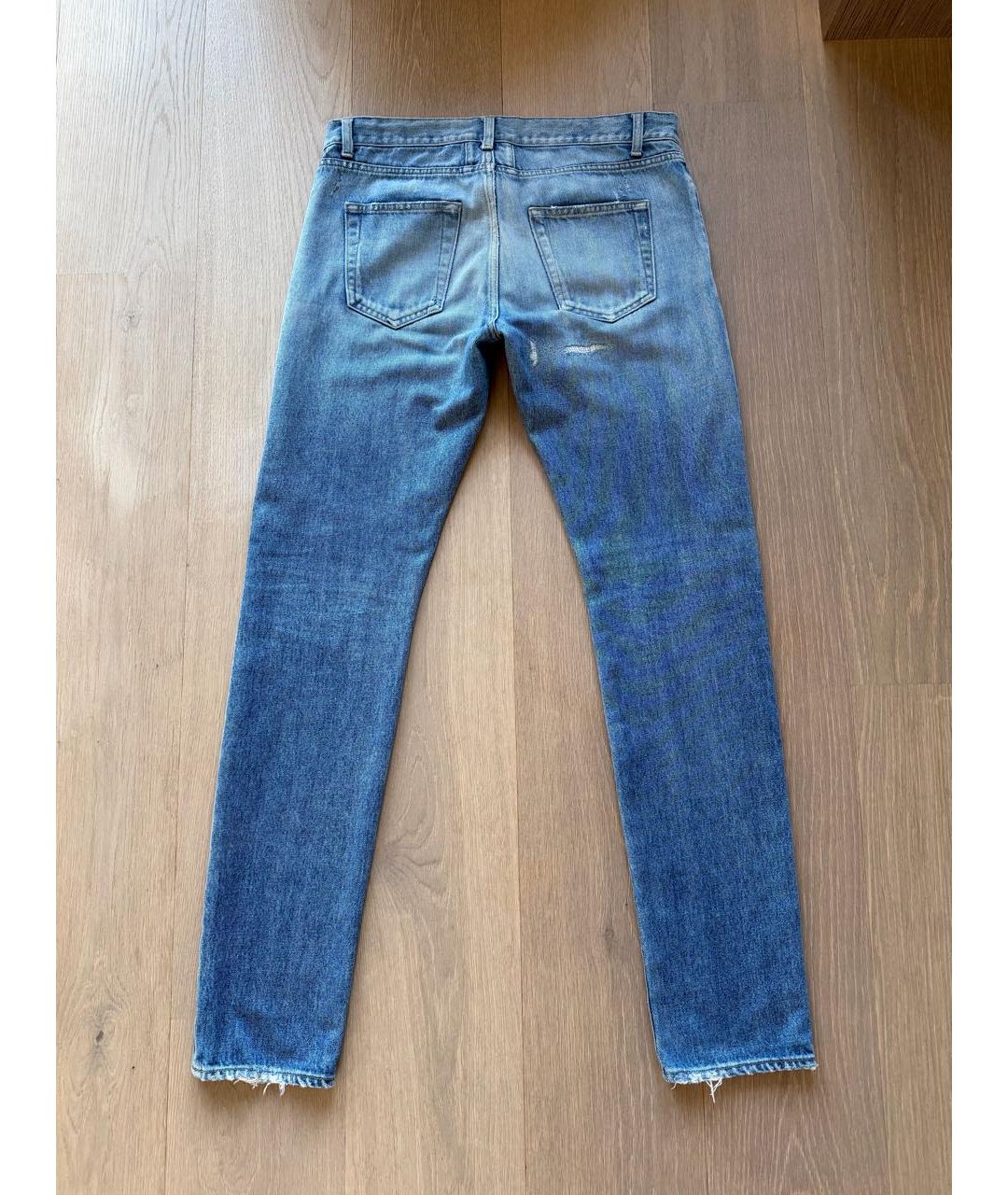 SAINT LAURENT Голубые хлопковые прямые джинсы, фото 2