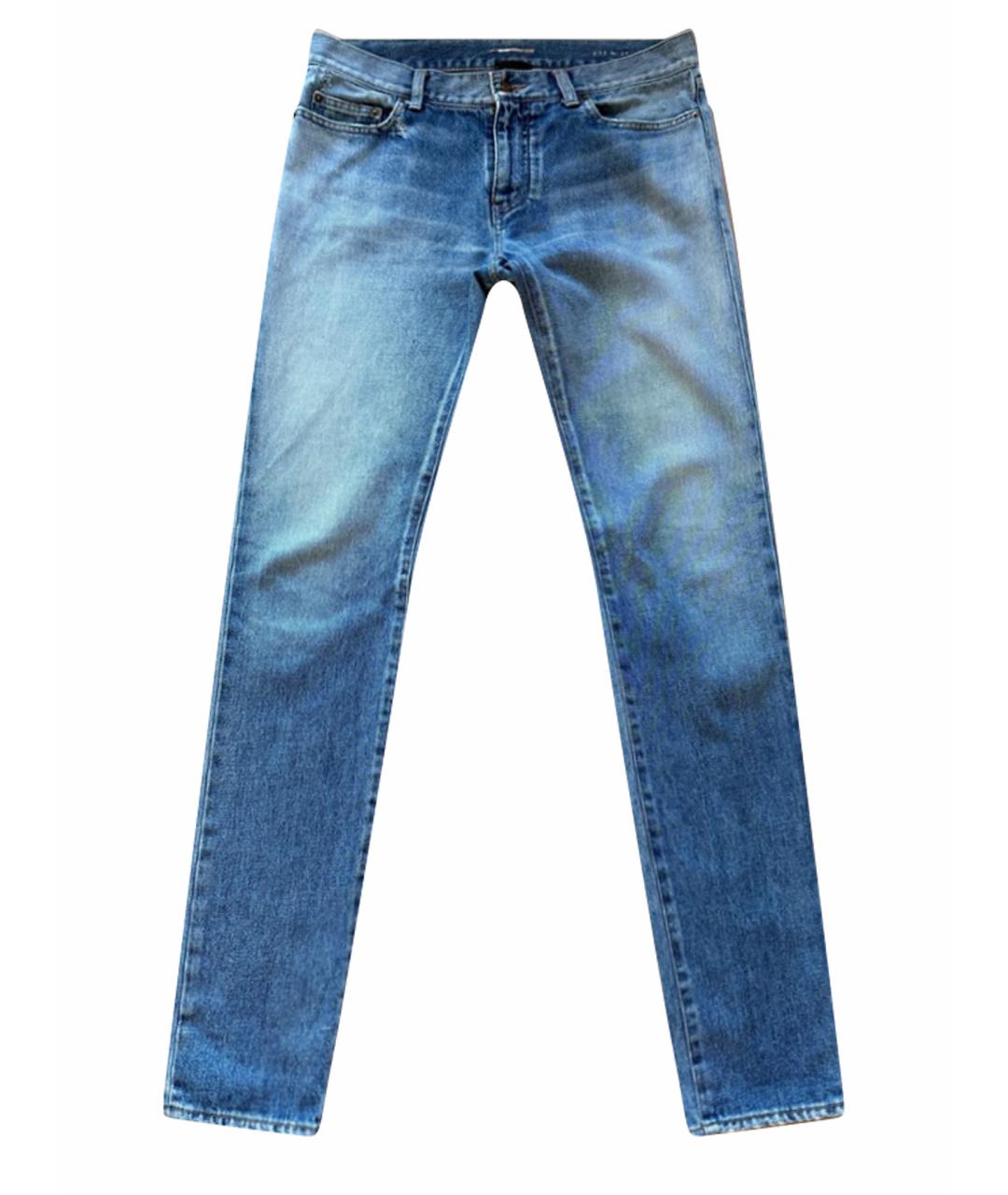 SAINT LAURENT Голубые хлопковые прямые джинсы, фото 1