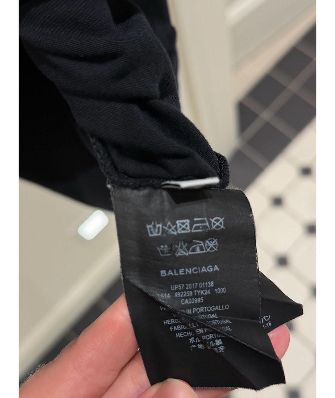 BALENCIAGA Черная хлопковая футболка, фото 3