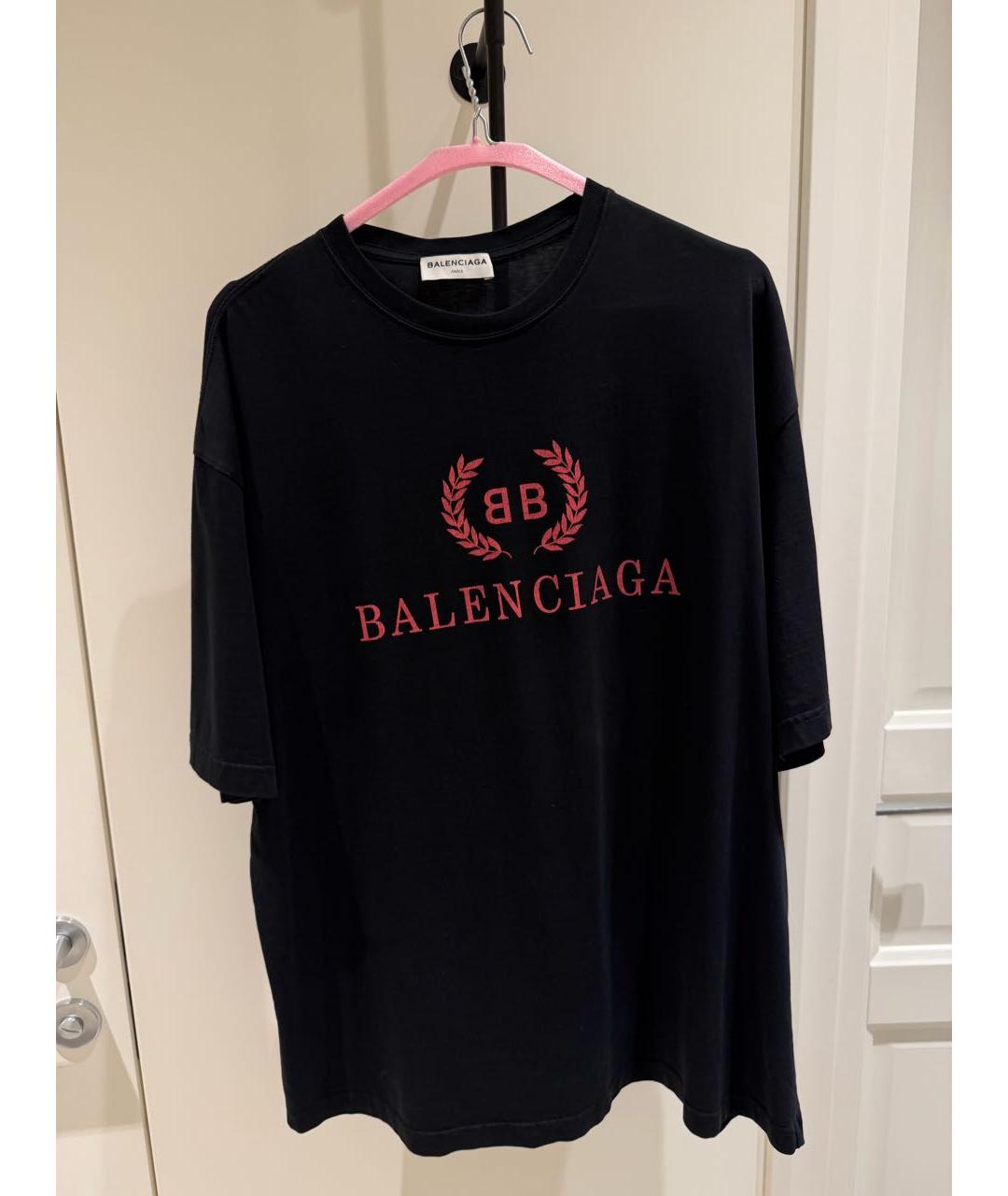 BALENCIAGA Черная хлопковая футболка, фото 4