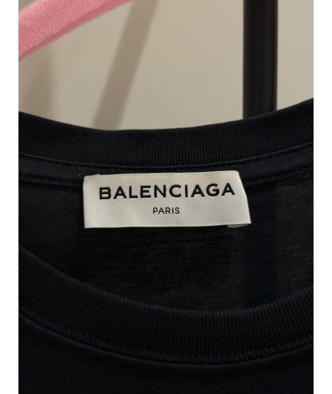 BALENCIAGA Черная хлопковая футболка, фото 2