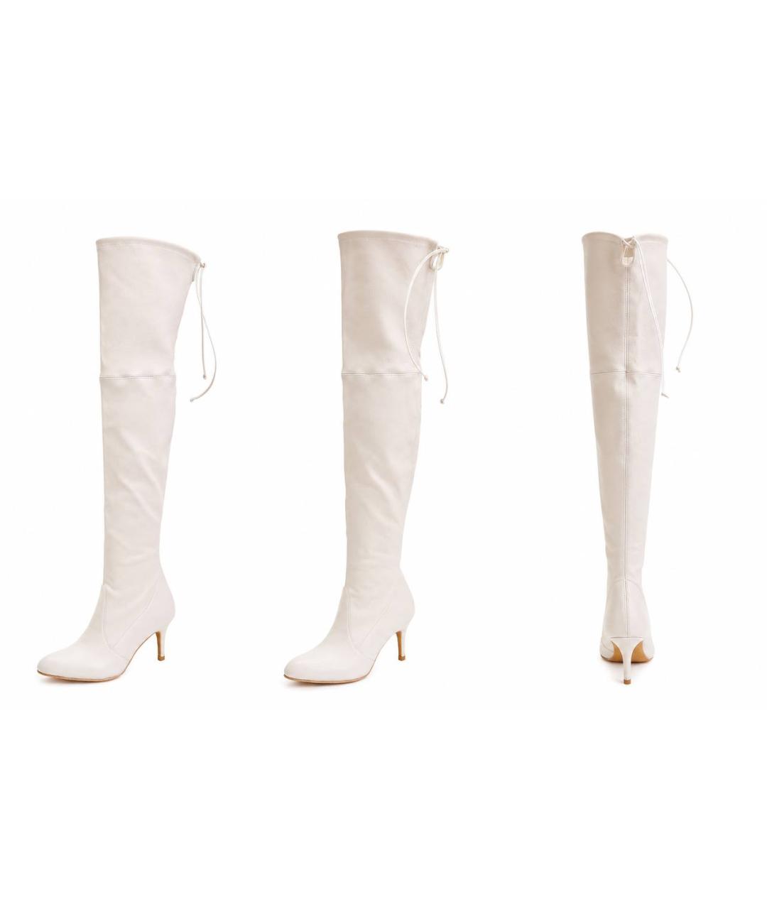 STUART WEITZMAN Белые кожаные ботфорты, фото 2