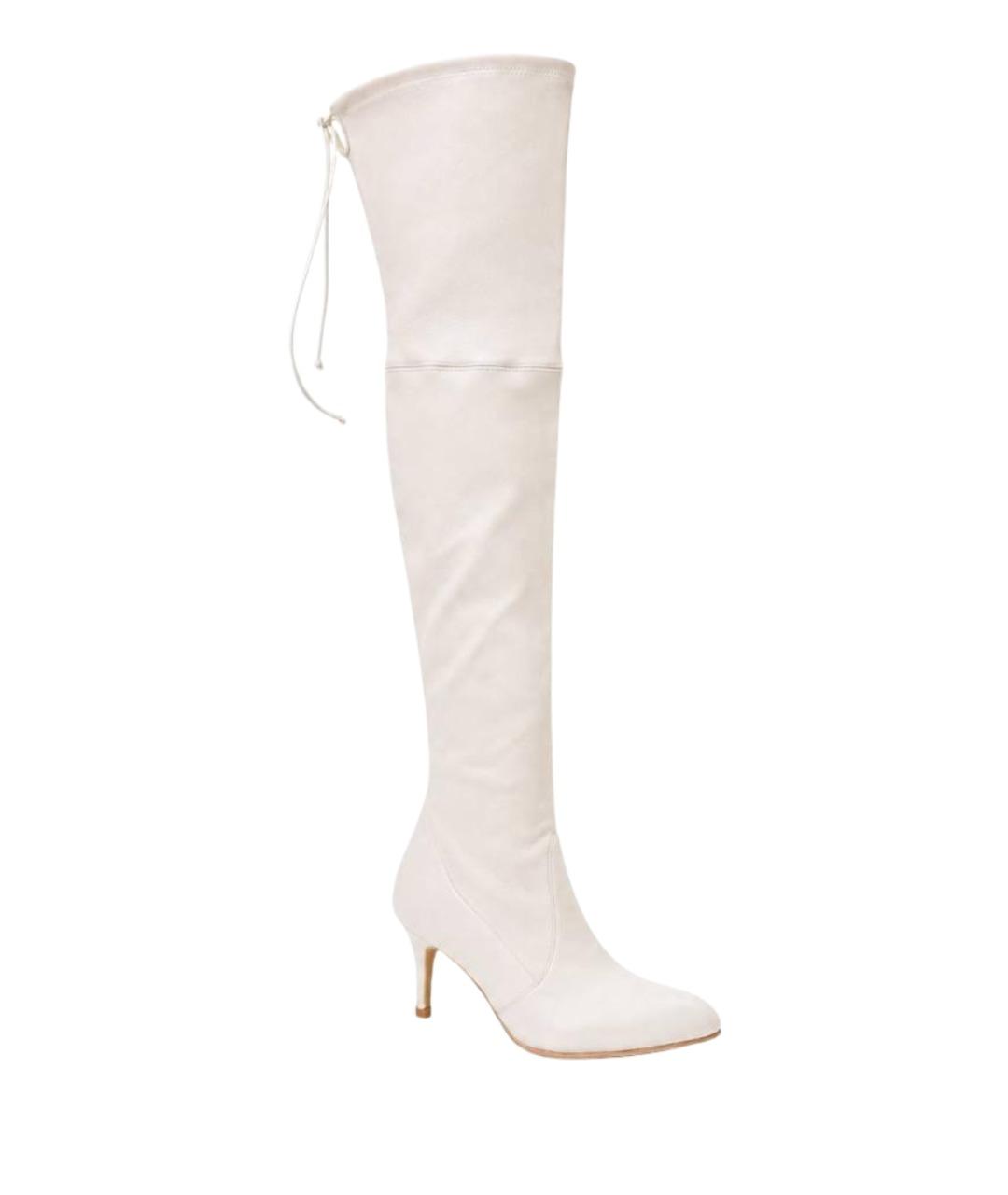 STUART WEITZMAN Белые кожаные ботфорты, фото 1