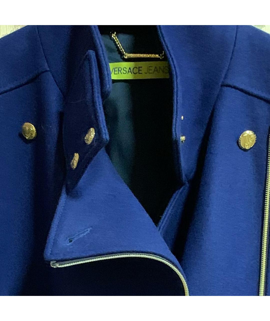 VERSACE JEANS COUTURE Темно-синее шерстяное пальто, фото 4