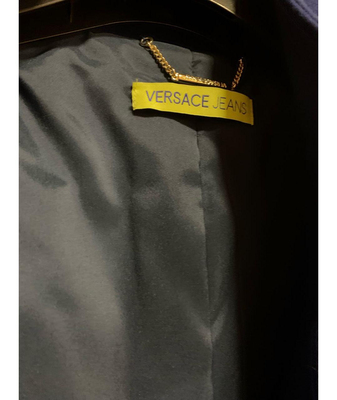 VERSACE JEANS COUTURE Темно-синее шерстяное пальто, фото 3