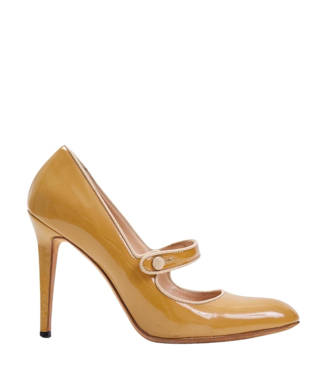 MANOLO BLAHNIK Горчичные туфли из лакированной кожи, фото 1
