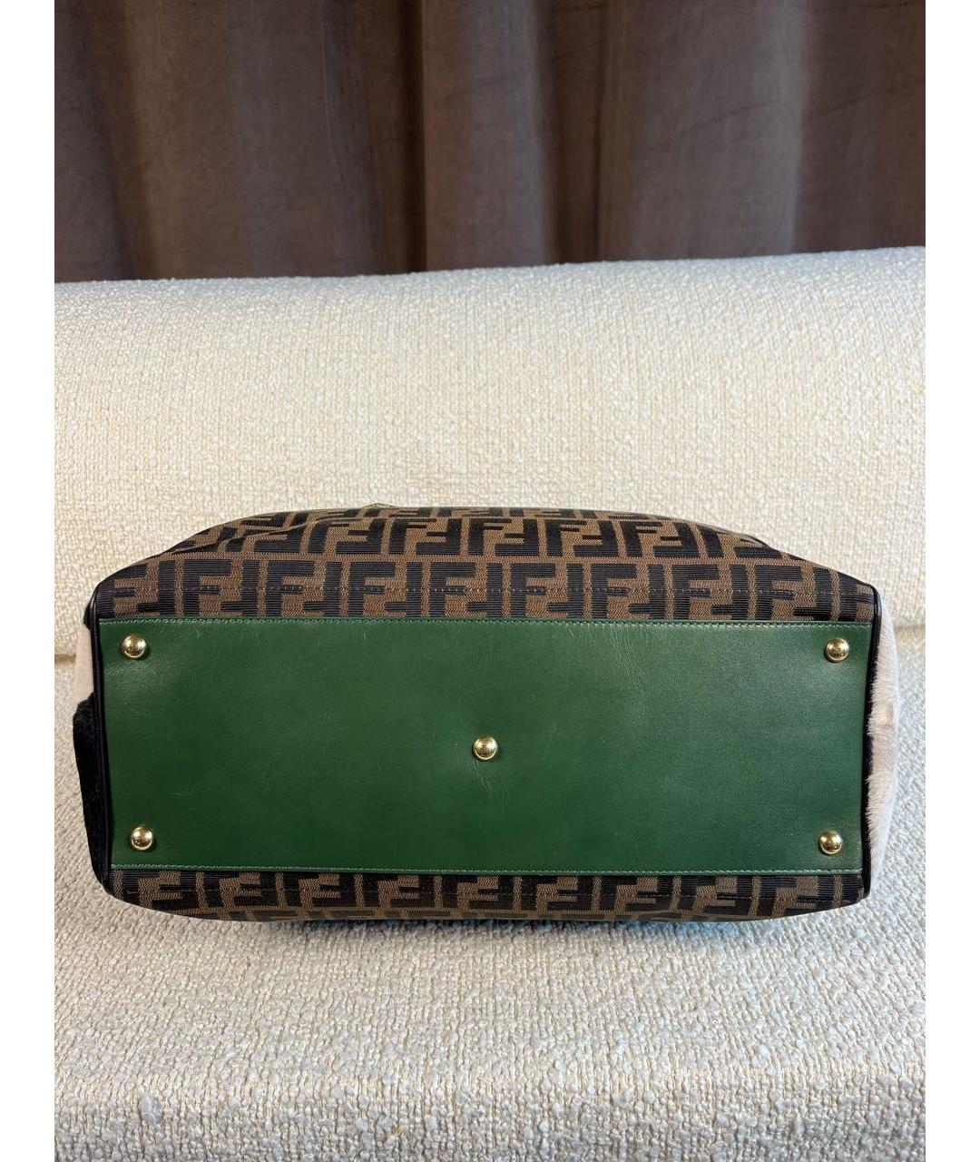 FENDI Коричневая тканевая сумка тоут, фото 6