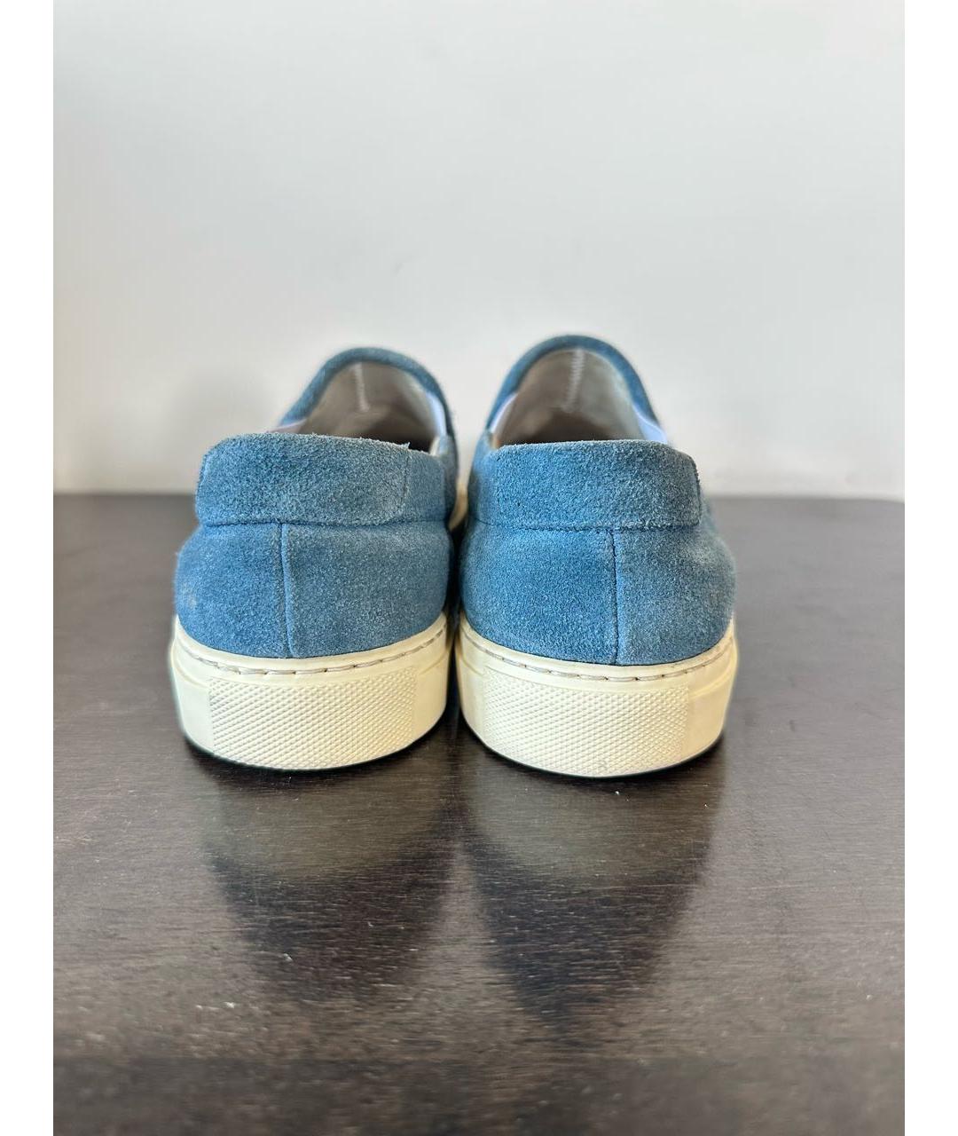 COMMON PROJECTS Голубые замшевые низкие кроссовки / кеды, фото 4