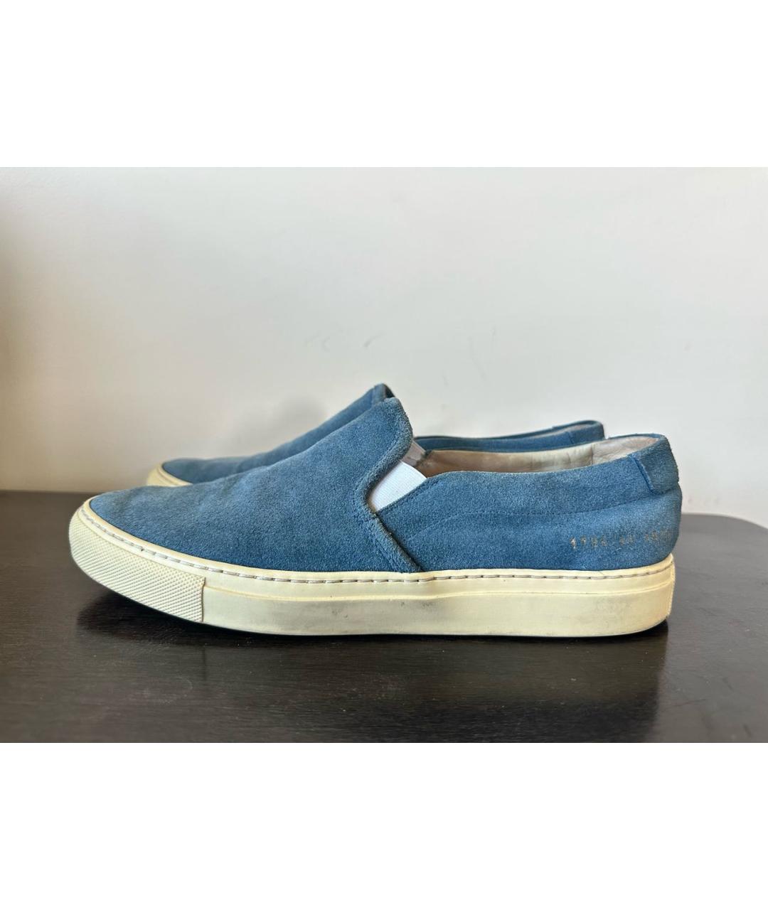 COMMON PROJECTS Голубые замшевые низкие кроссовки / кеды, фото 5