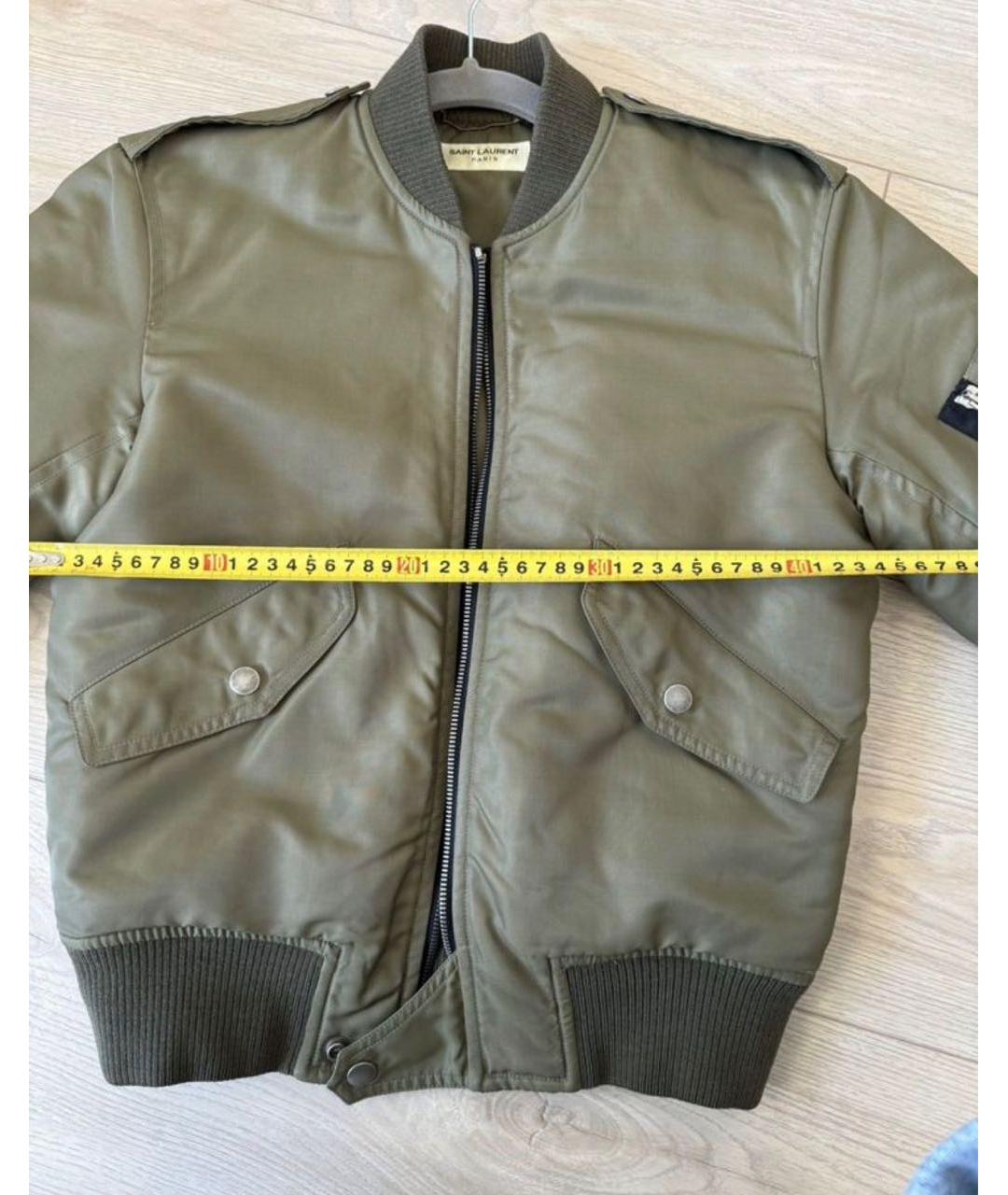 SAINT LAURENT Хаки атласная куртка, фото 4