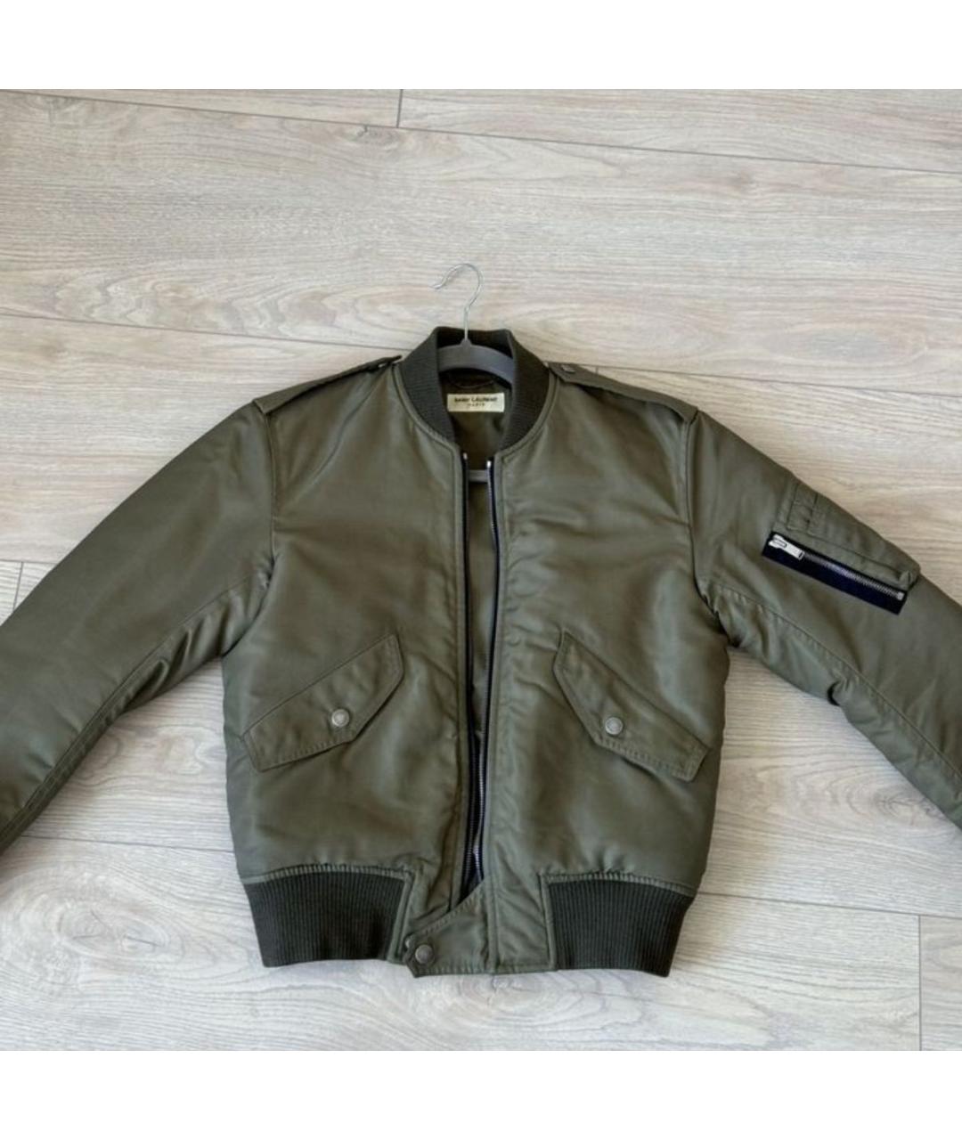 SAINT LAURENT Хаки атласная куртка, фото 2