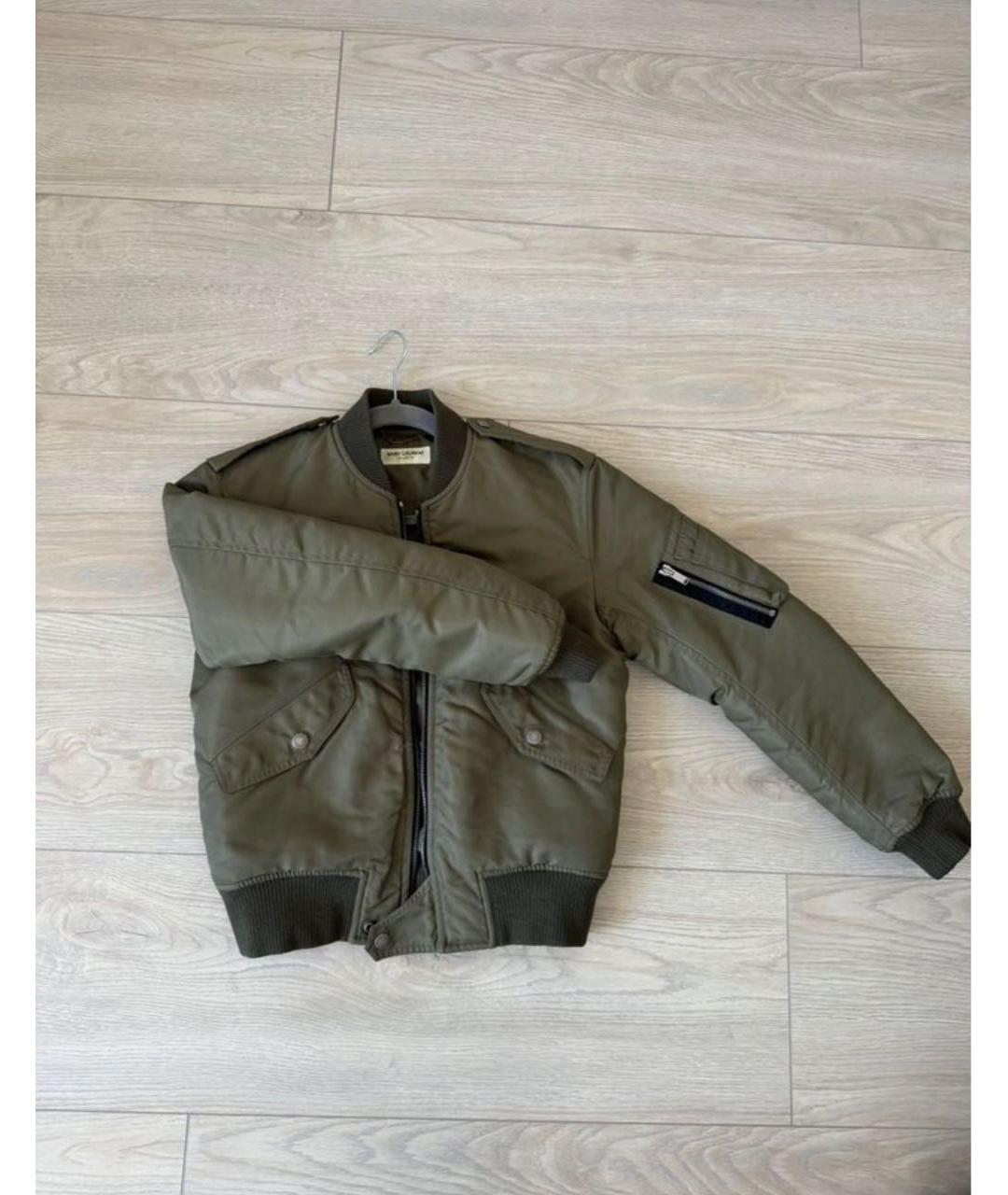 SAINT LAURENT Хаки атласная куртка, фото 8