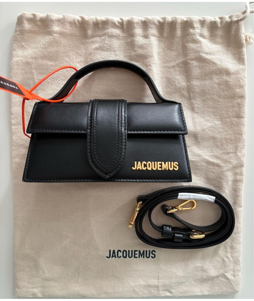 JACQUEMUS Черная кожаная сумка через плечо, фото 5