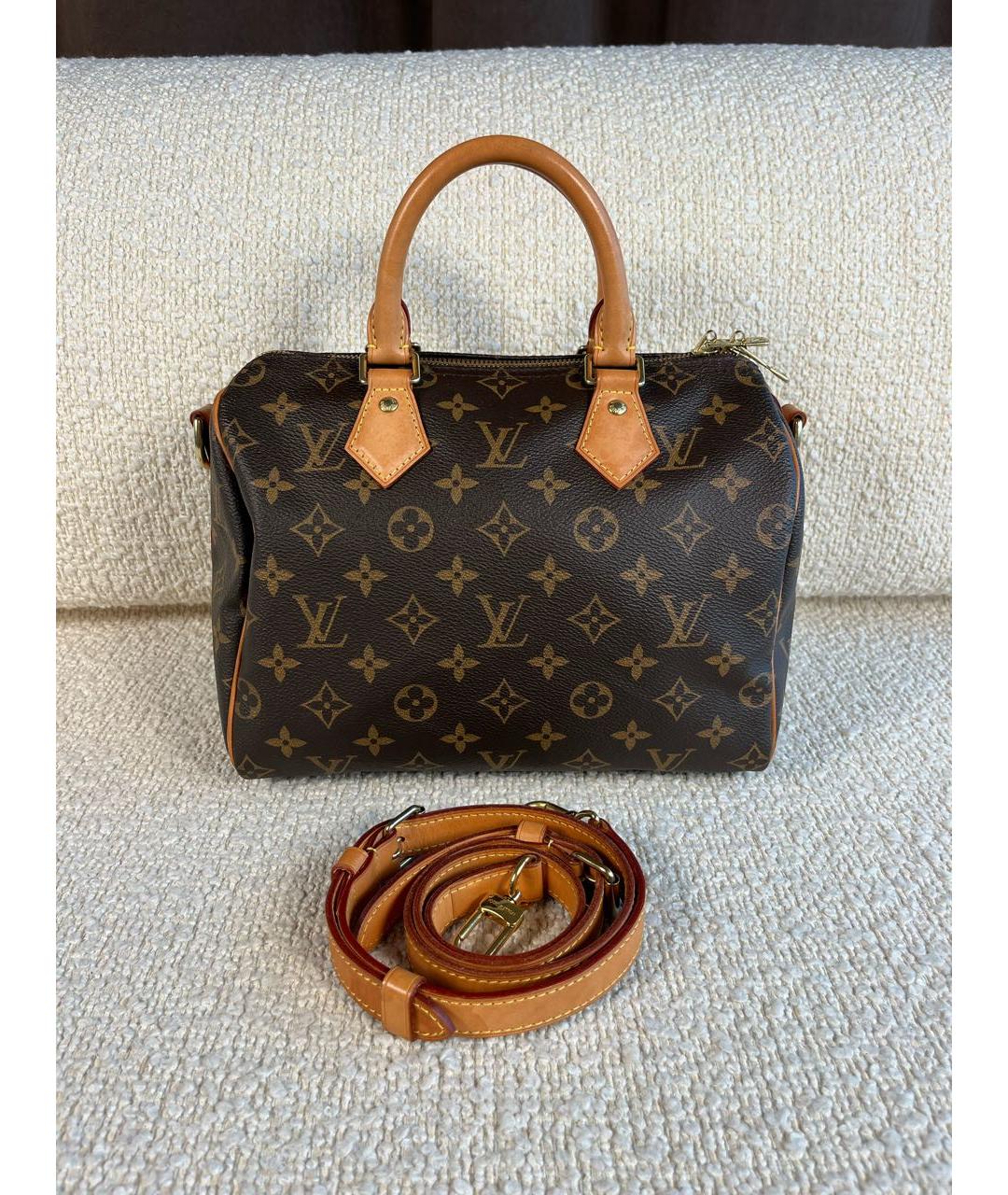 LOUIS VUITTON Коричневая канва сумка с короткими ручками, фото 6