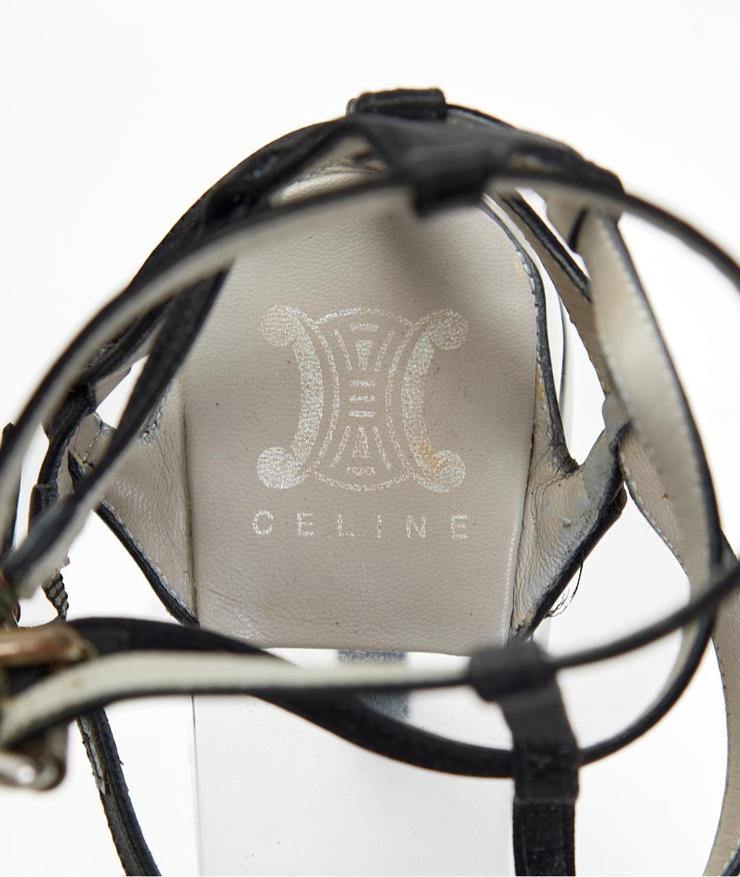 CELINE Черные текстильные босоножки, фото 4