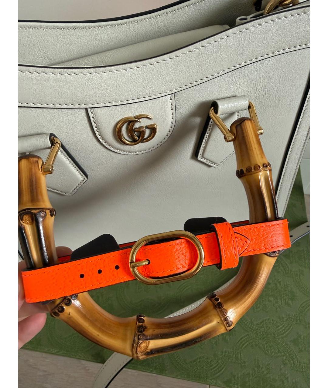 GUCCI Белая кожаная сумка через плечо, фото 6