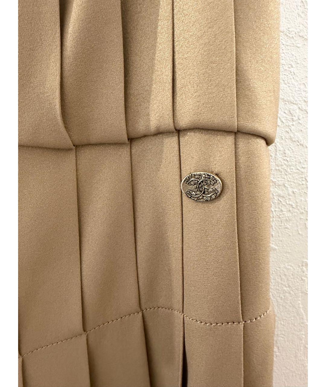 CHANEL Золотое шелковое повседневное платье, фото 3