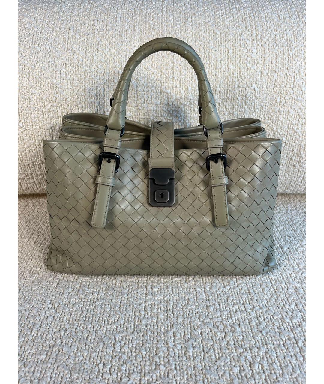 BOTTEGA VENETA Серая кожаная сумка с короткими ручками, фото 9