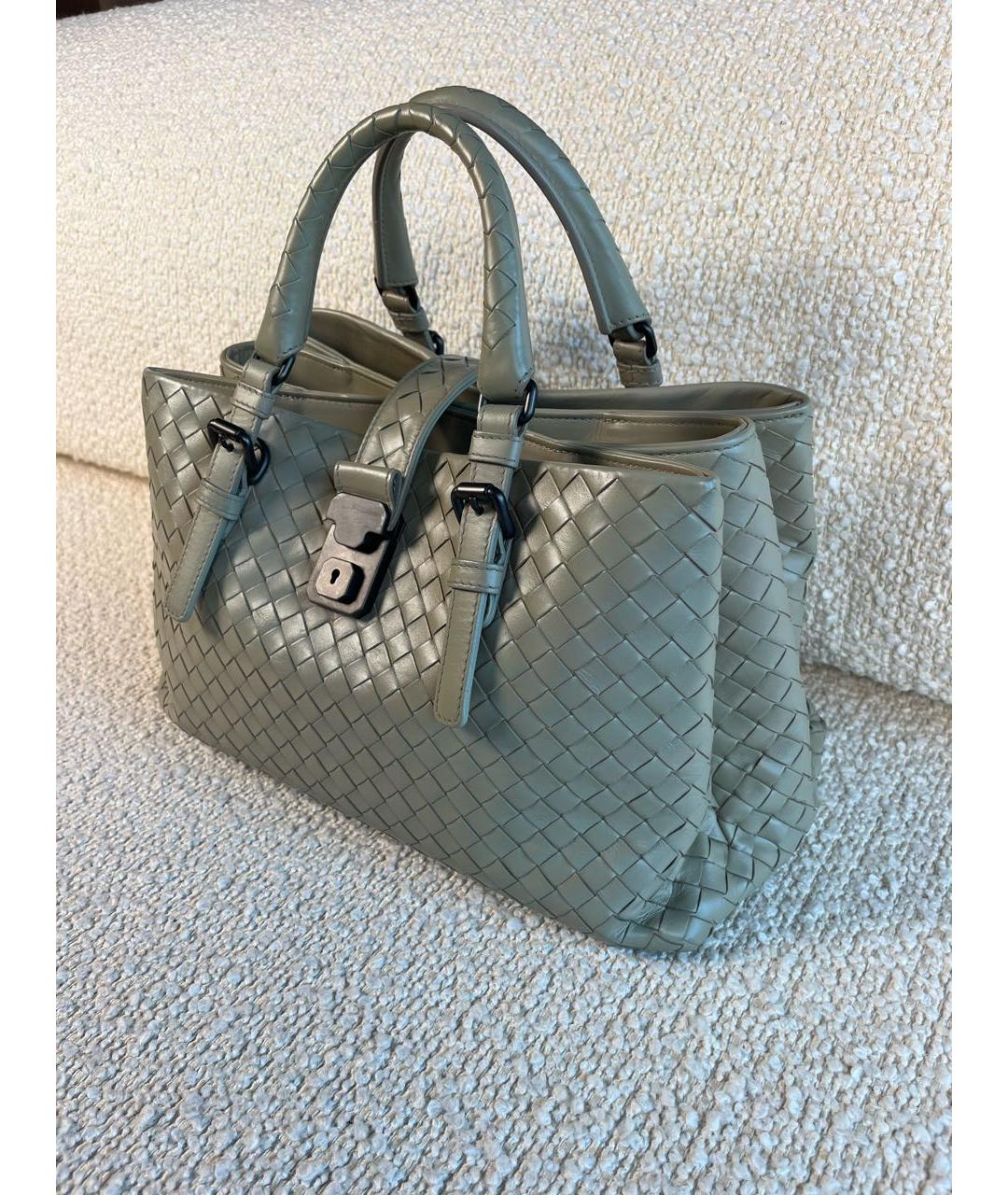 BOTTEGA VENETA Серая кожаная сумка с короткими ручками, фото 5