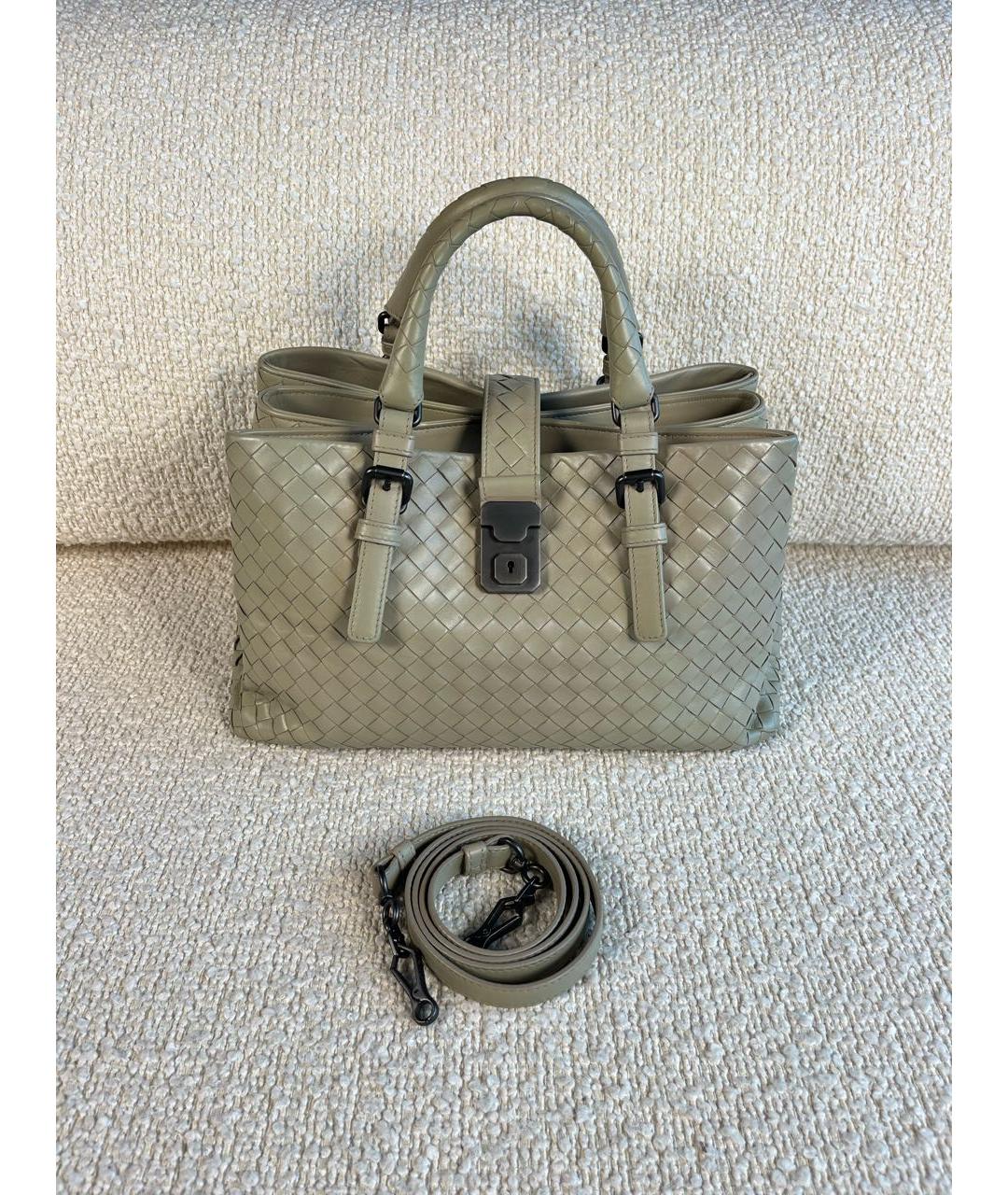 BOTTEGA VENETA Серая кожаная сумка с короткими ручками, фото 6