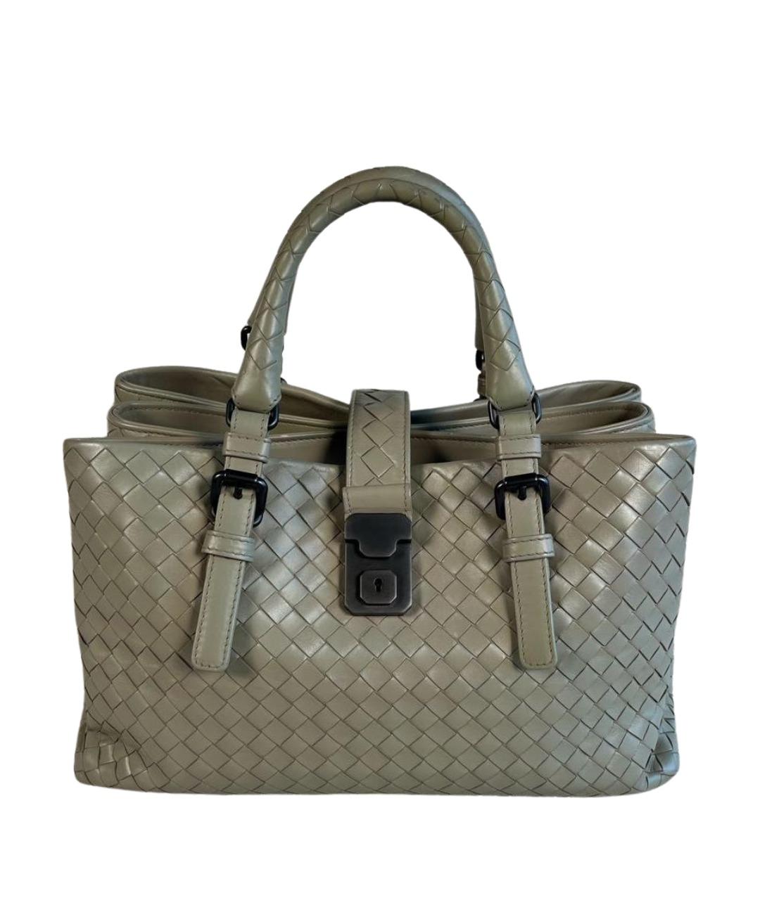BOTTEGA VENETA Серая кожаная сумка с короткими ручками, фото 1