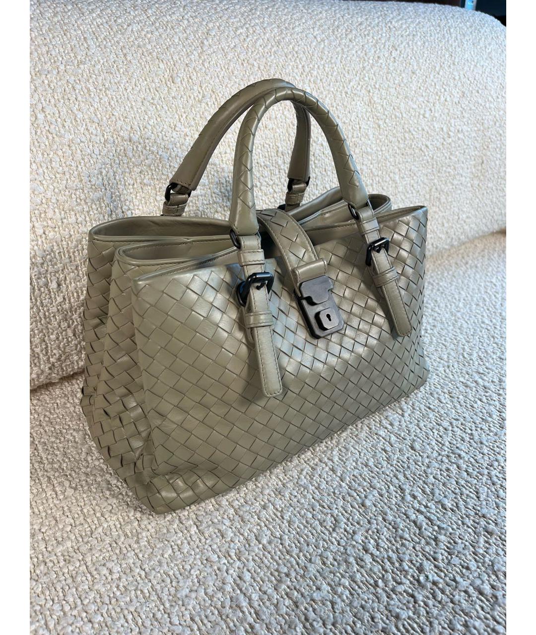 BOTTEGA VENETA Серая кожаная сумка с короткими ручками, фото 2