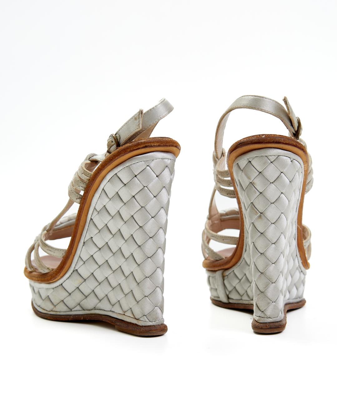 BOTTEGA VENETA Белые текстильные босоножки, фото 4