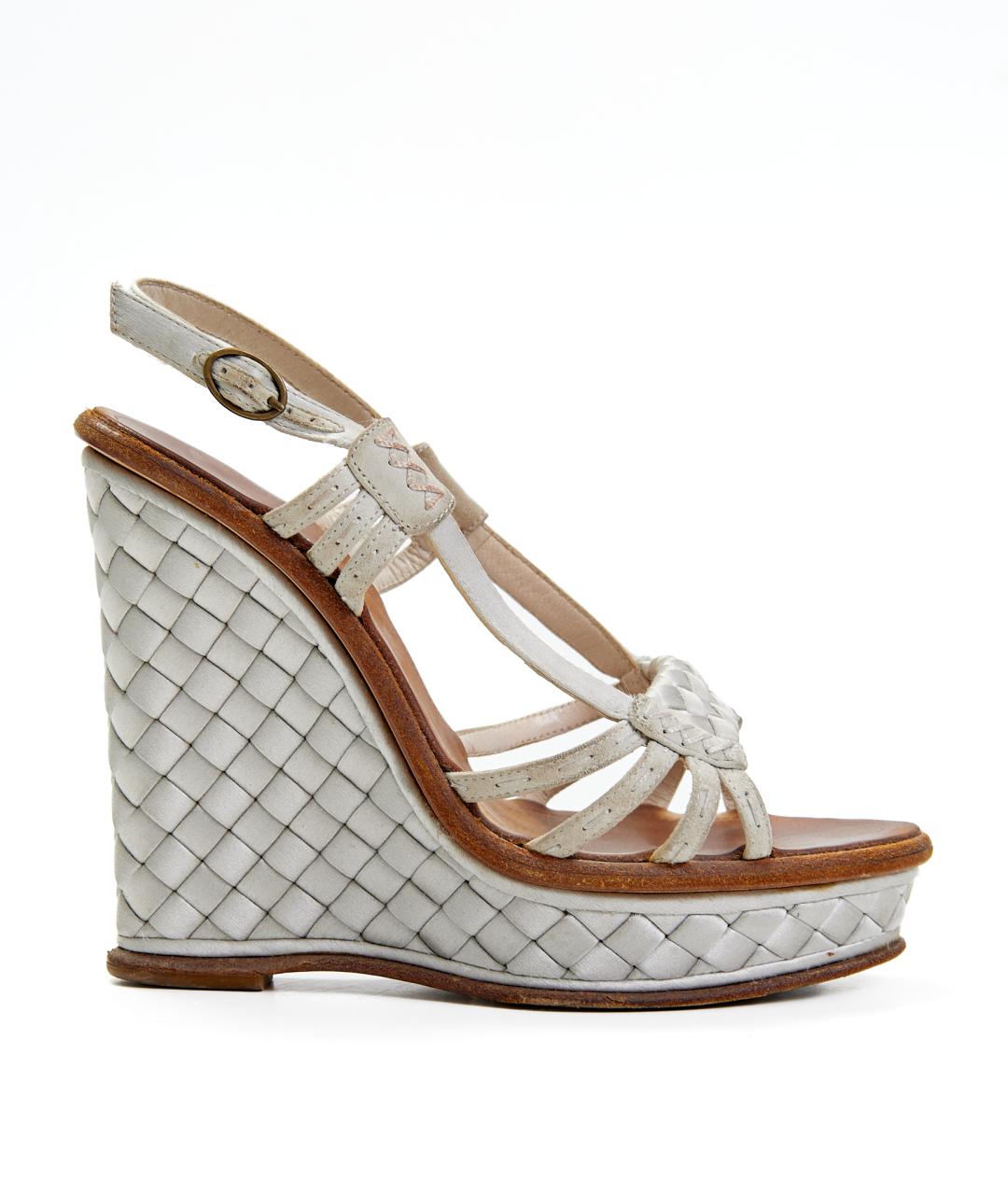 BOTTEGA VENETA Белые текстильные босоножки, фото 6
