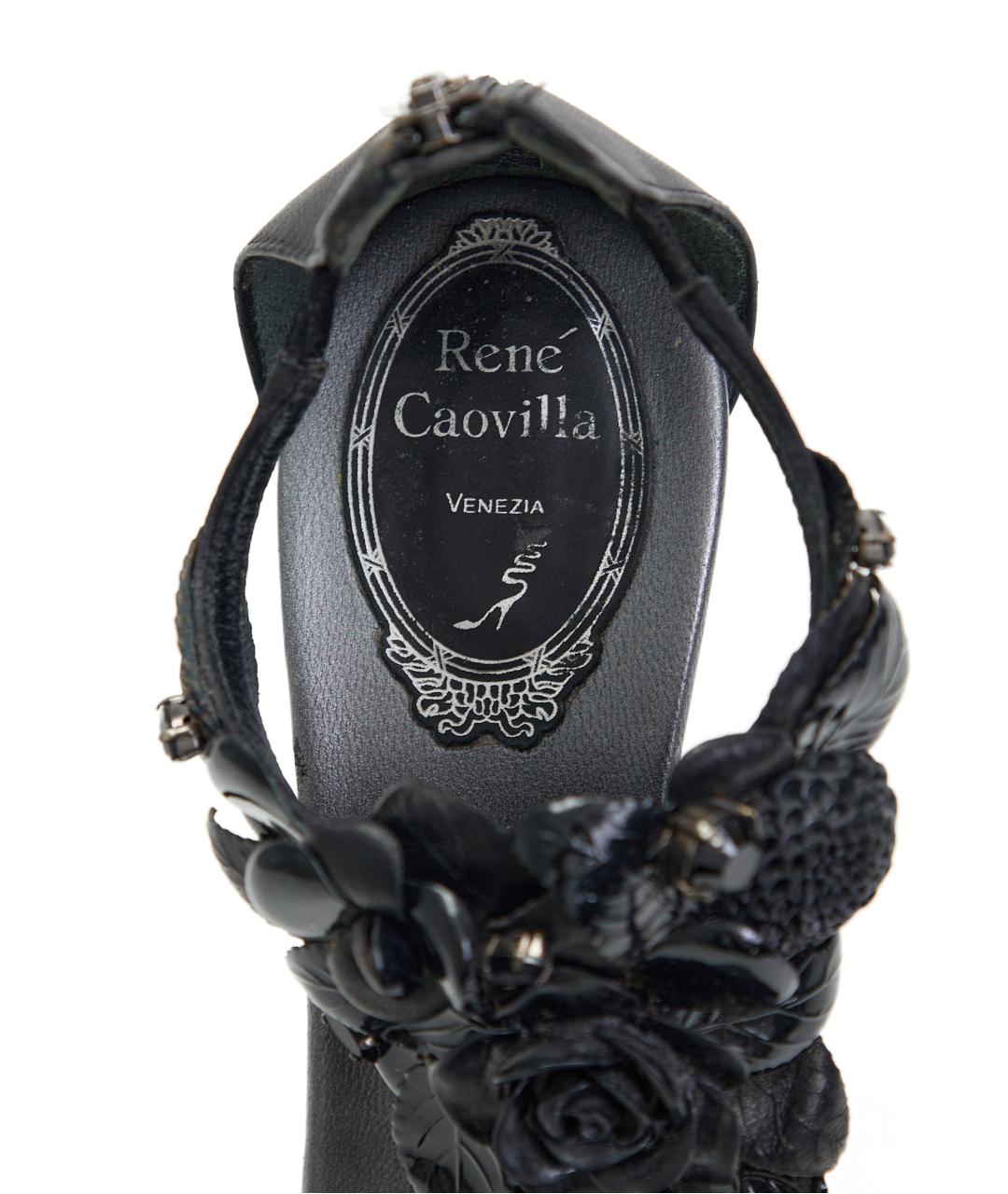 RENE CAOVILLA Черные кожаные босоножки, фото 3