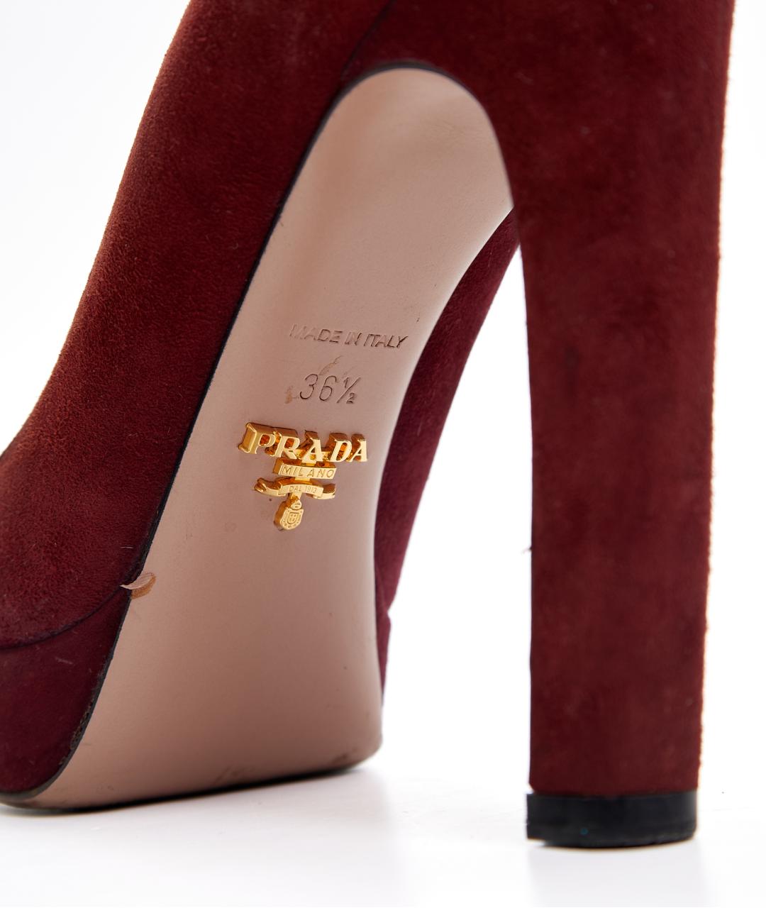 PRADA Бордовые замшевые туфли, фото 4