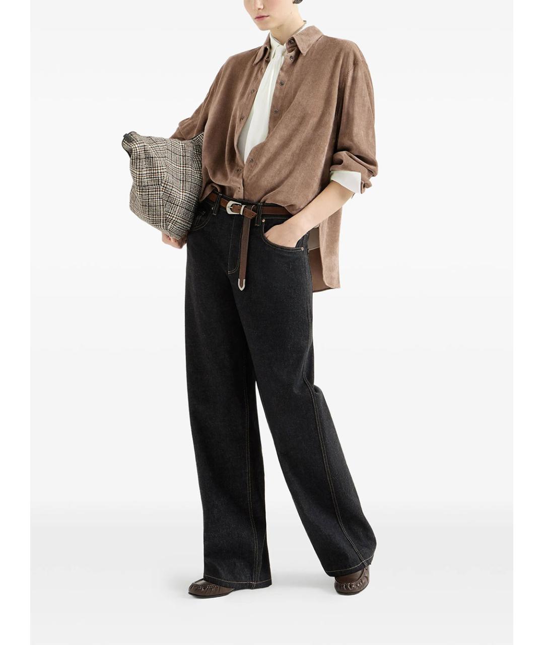 BRUNELLO CUCINELLI Черные хлопковые прямые джинсы, фото 5