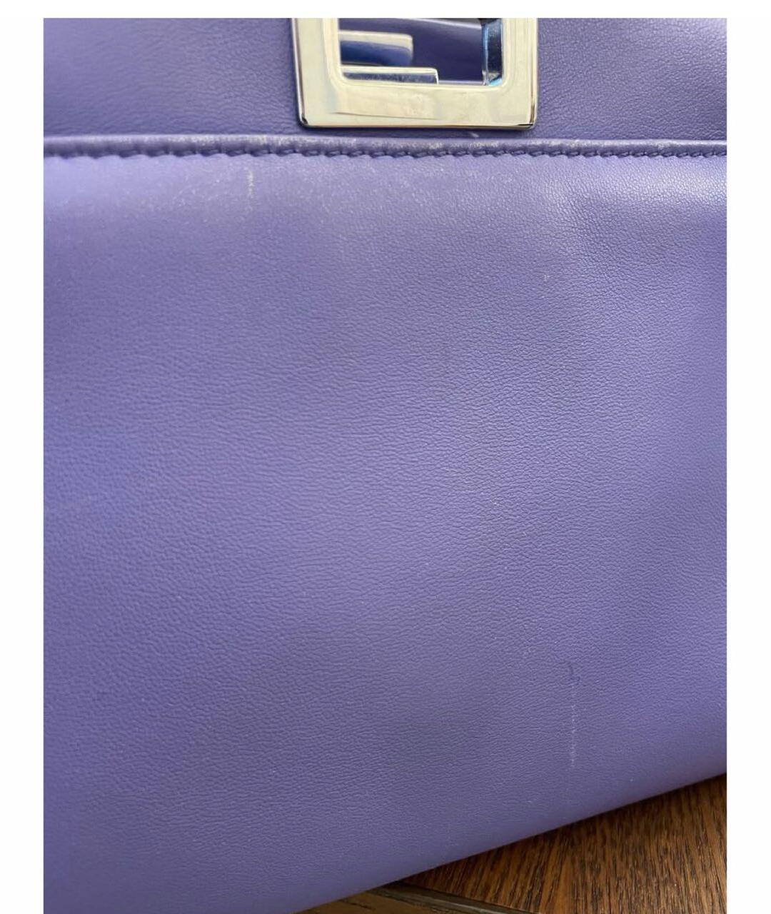 FENDI Фиолетовая кожаная сумка тоут, фото 3