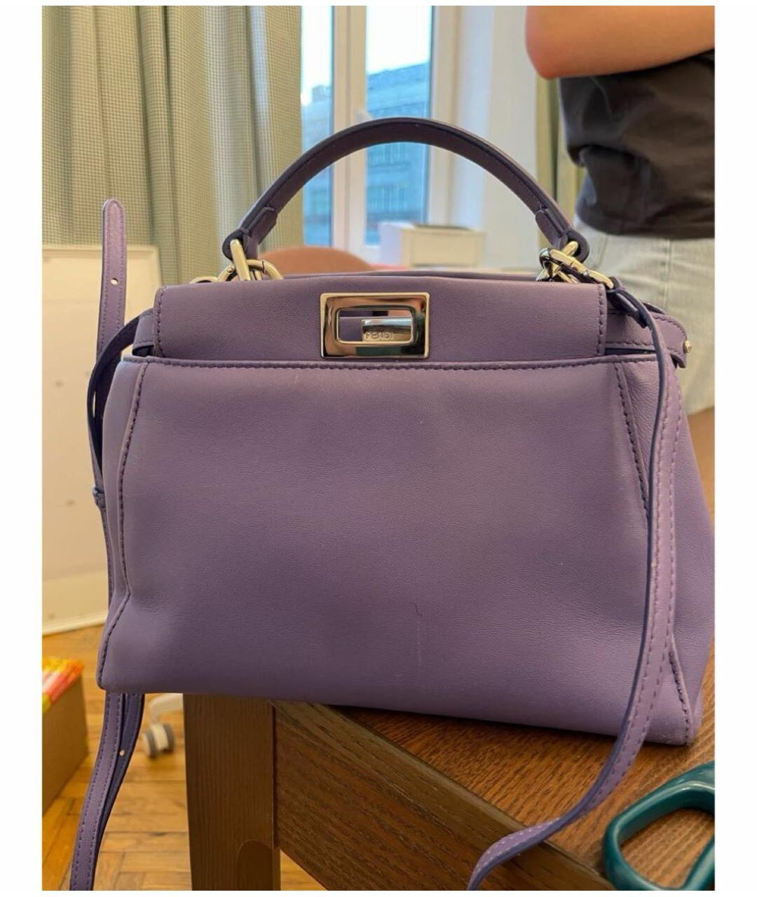 FENDI Фиолетовая кожаная сумка тоут, фото 2