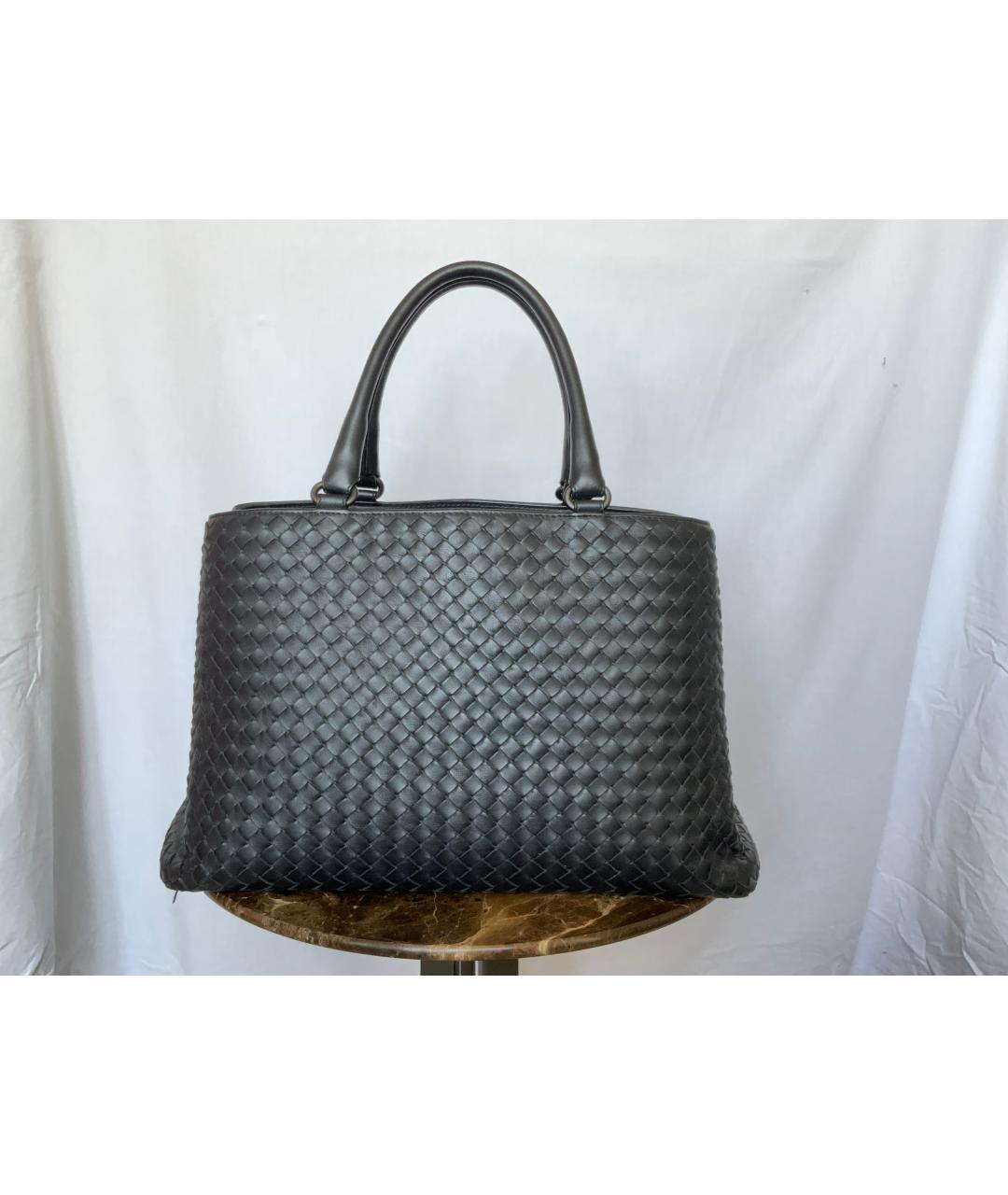 BOTTEGA VENETA Черная кожаная сумка тоут, фото 3
