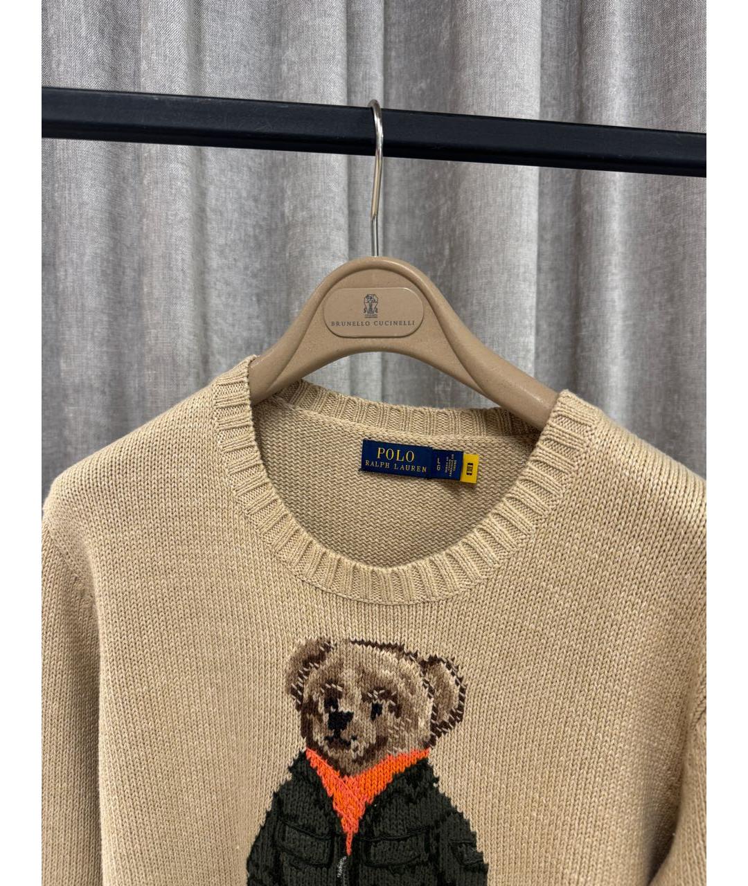 POLO RALPH LAUREN Бежевый хлопковый джемпер / свитер, фото 3
