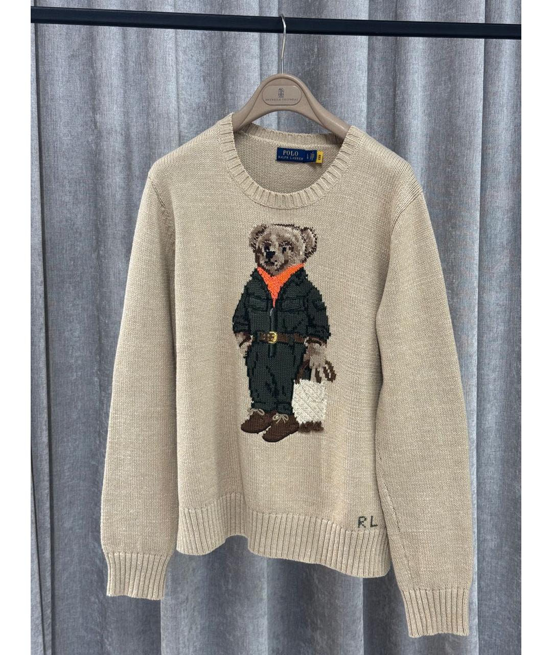 POLO RALPH LAUREN Бежевый хлопковый джемпер / свитер, фото 5