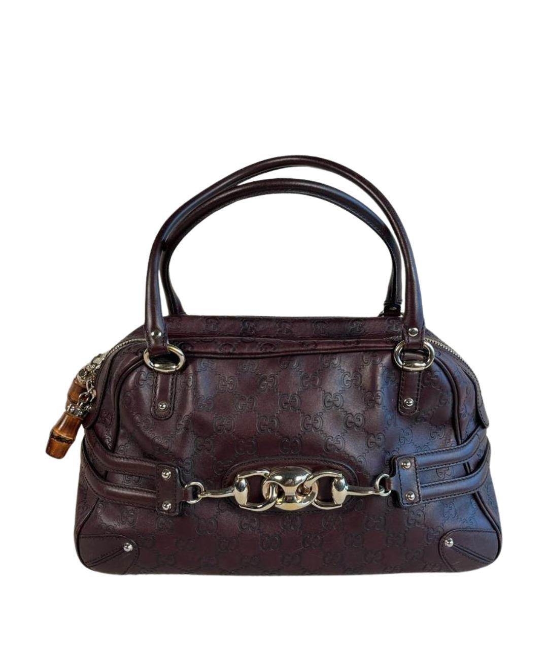 GUCCI Коричневая кожаная сумка с короткими ручками, фото 1