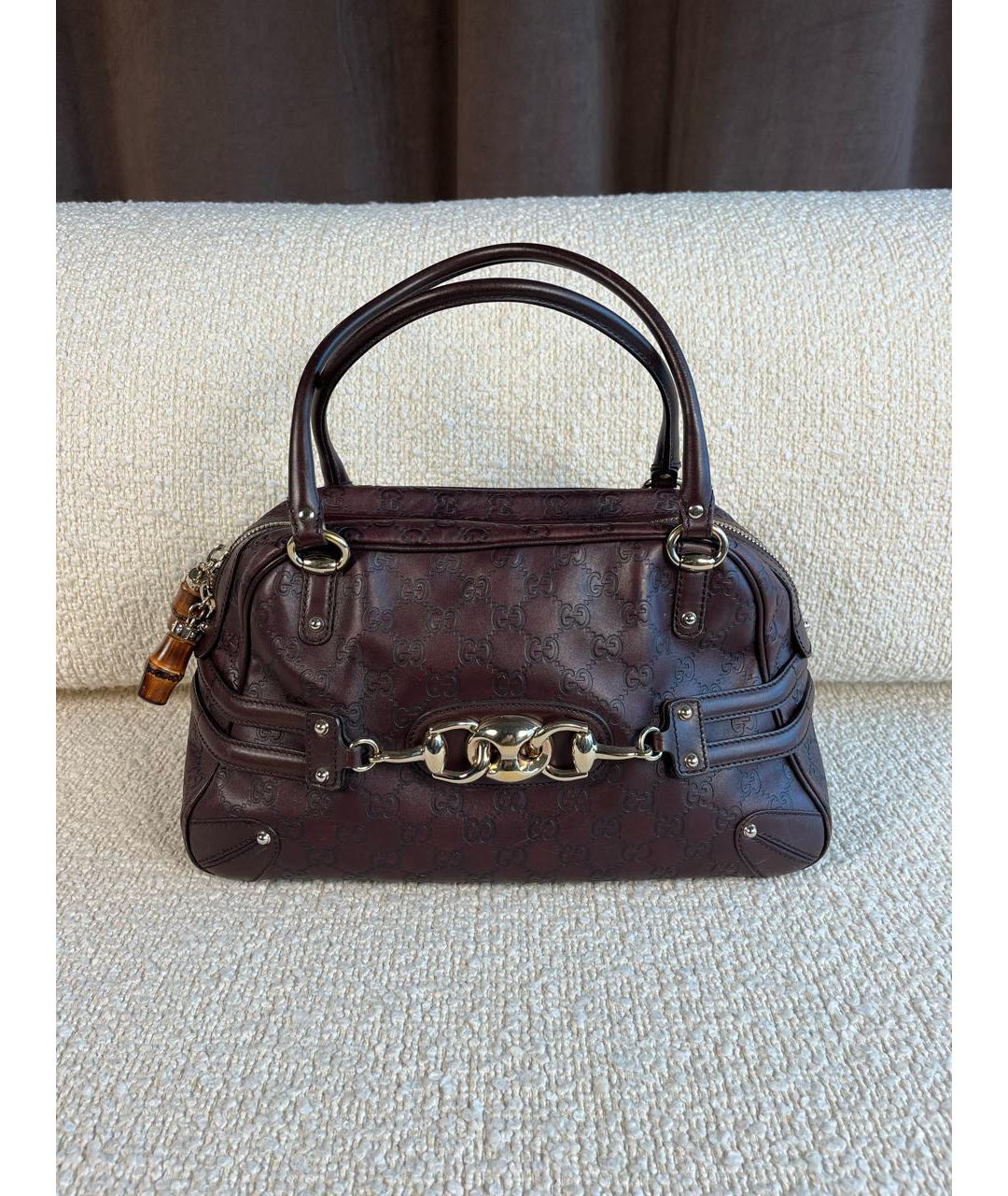 GUCCI Коричневая кожаная сумка с короткими ручками, фото 9