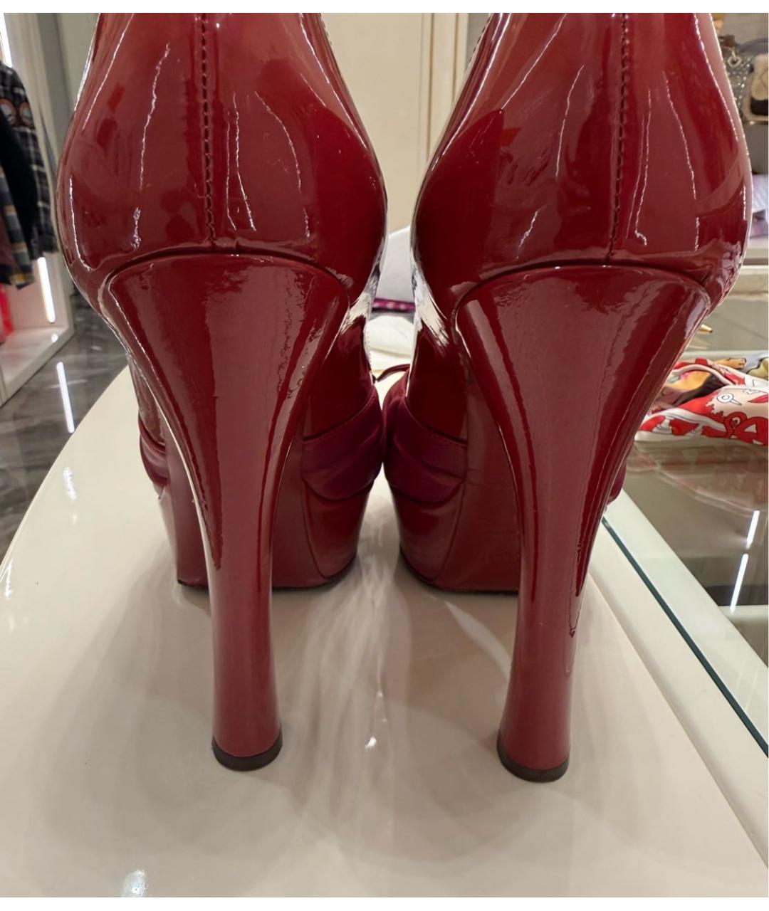 SAINT LAURENT Бордовые кожаные туфли, фото 4