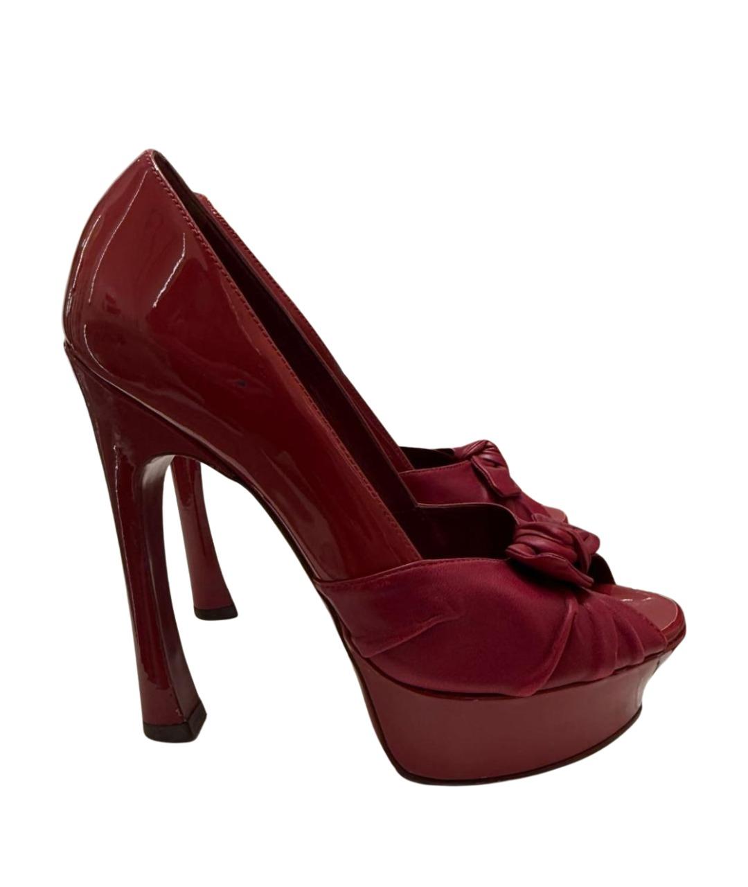 SAINT LAURENT Бордовые кожаные туфли, фото 1