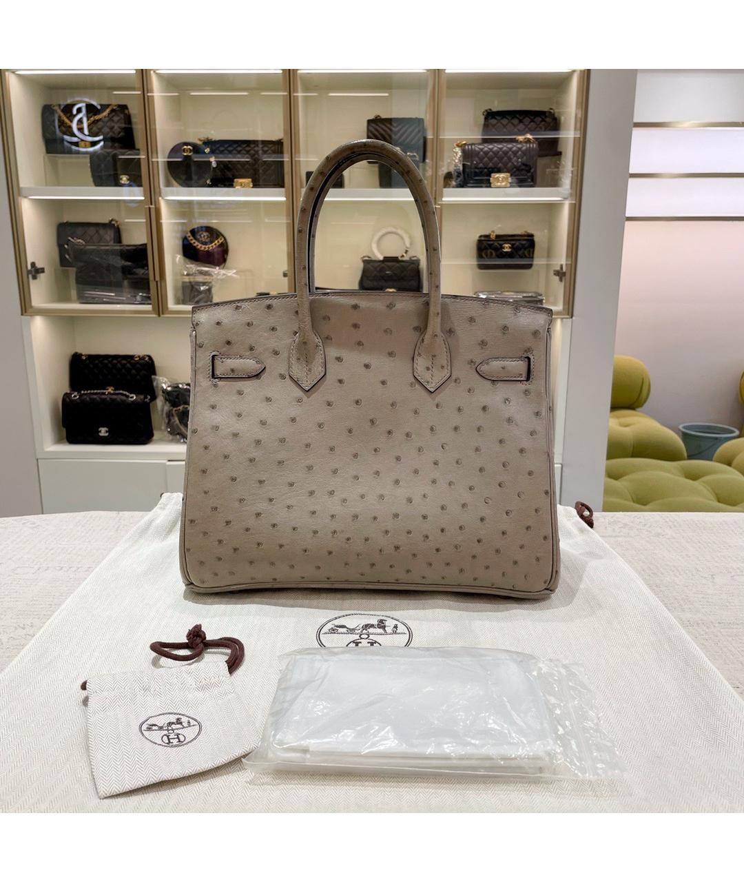 HERMES Серая сумка с короткими ручками из экзотической кожи, фото 2