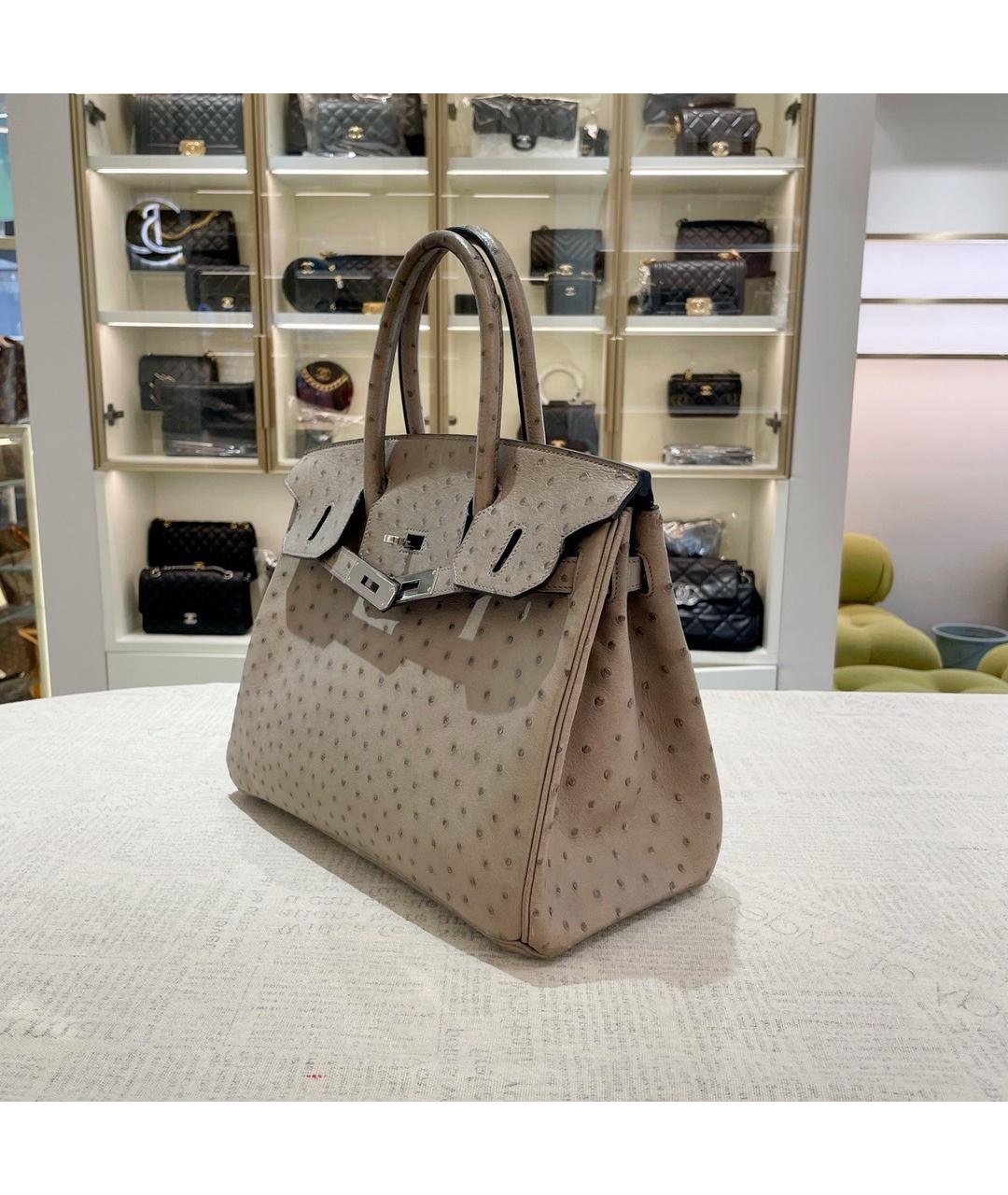 HERMES Серая сумка с короткими ручками из экзотической кожи, фото 3