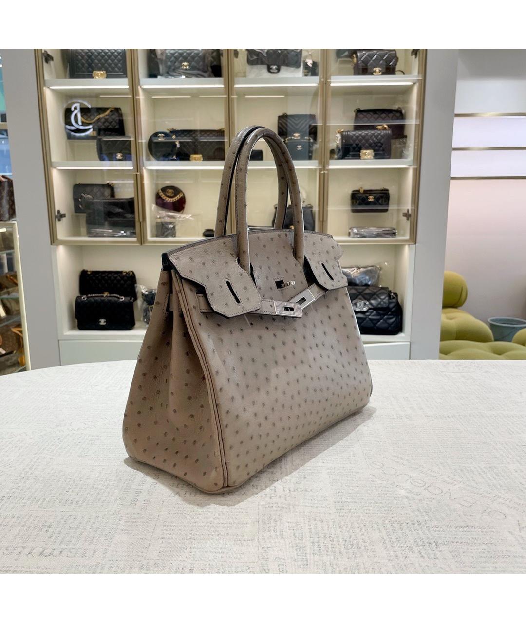 HERMES Серая сумка с короткими ручками из экзотической кожи, фото 4