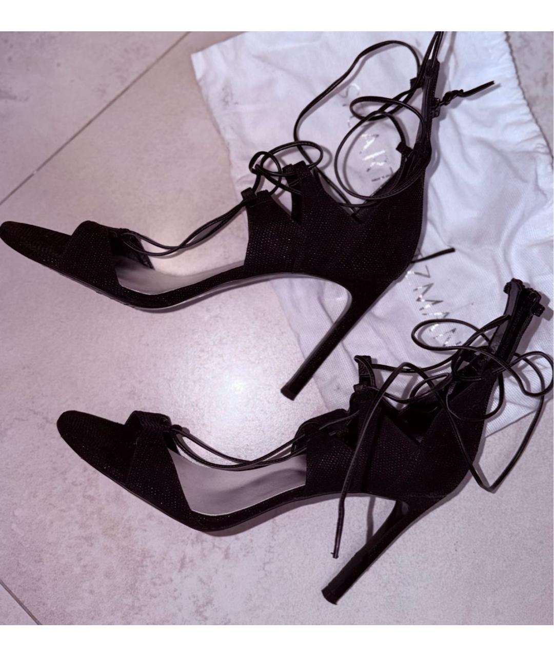 STUART WEITZMAN Черные кожаные босоножки, фото 5