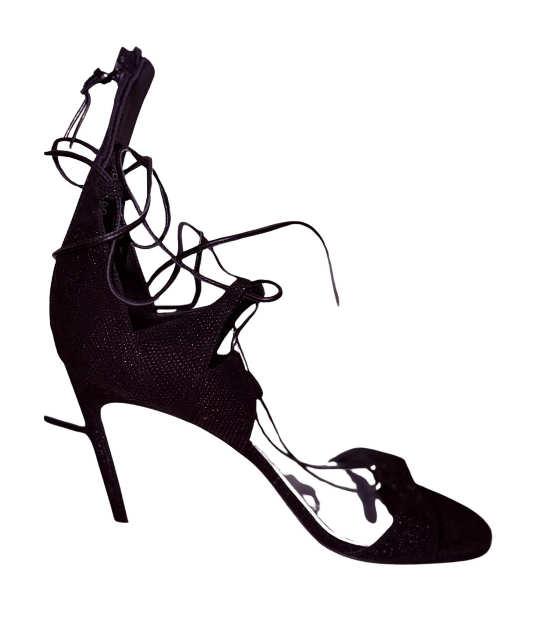 STUART WEITZMAN Черные кожаные босоножки, фото 6
