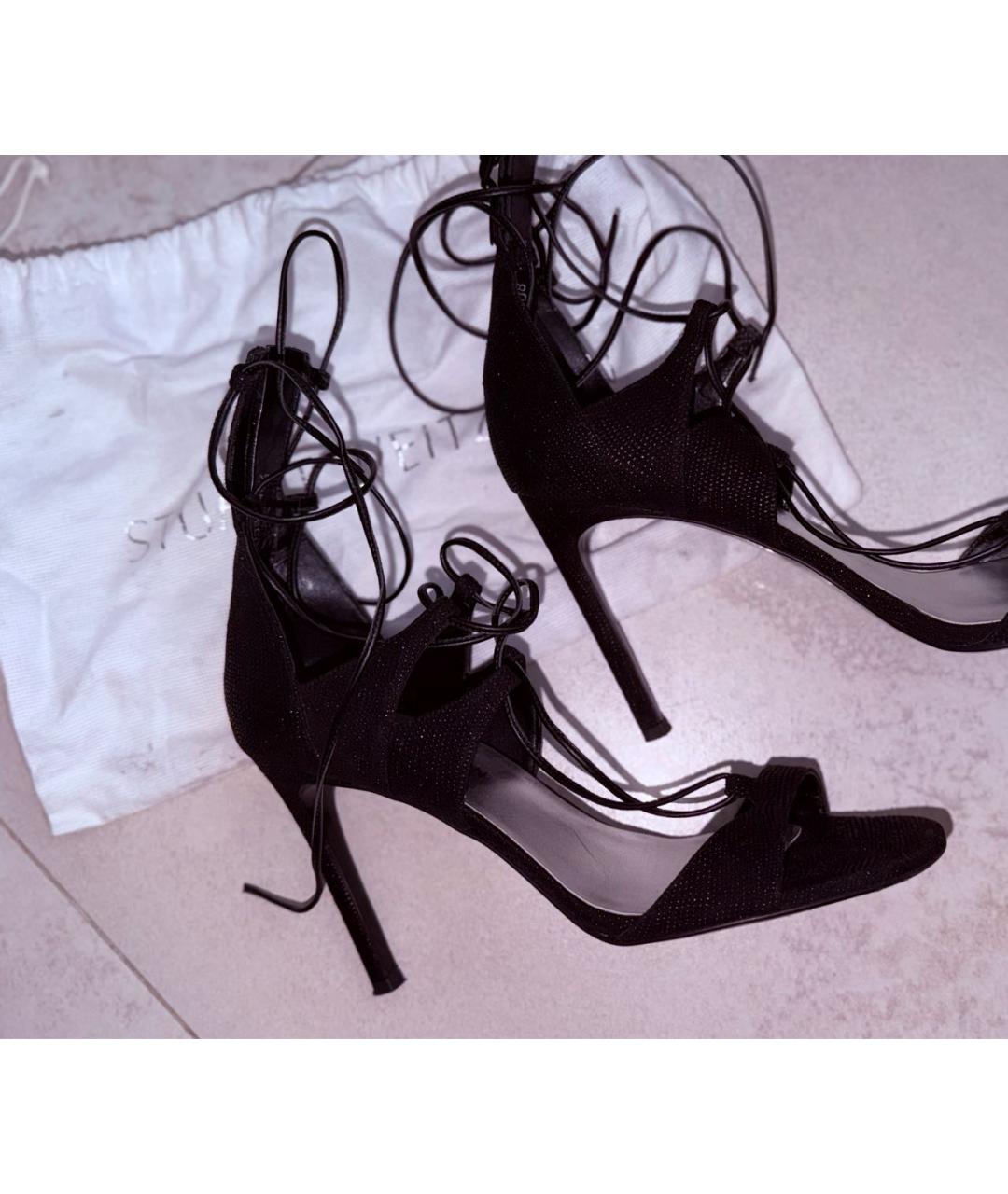 STUART WEITZMAN Черные кожаные босоножки, фото 8