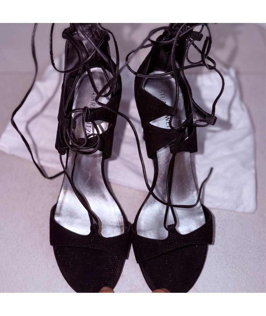 STUART WEITZMAN Черные кожаные босоножки, фото 2
